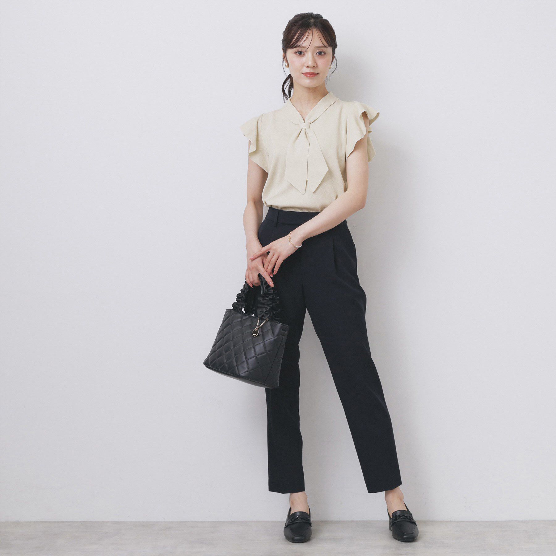 index「フレアスリーブボウタイニット【洗濯機洗い可/接触冷感/抗ピル】」|ニット・セーター|