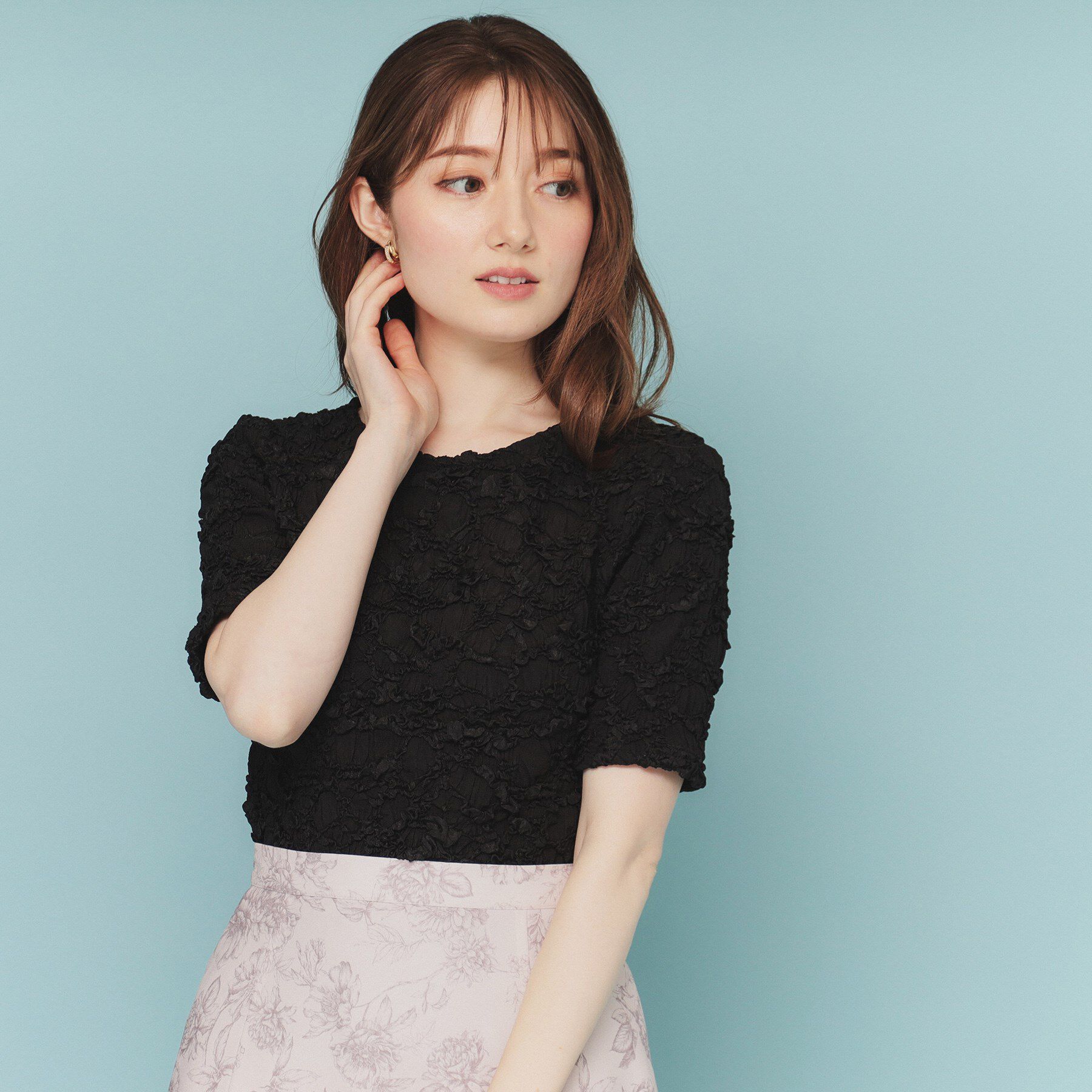 index「ジャカードコンパクトトップス【洗濯機洗い可】」|Tシャツ・カットソー|