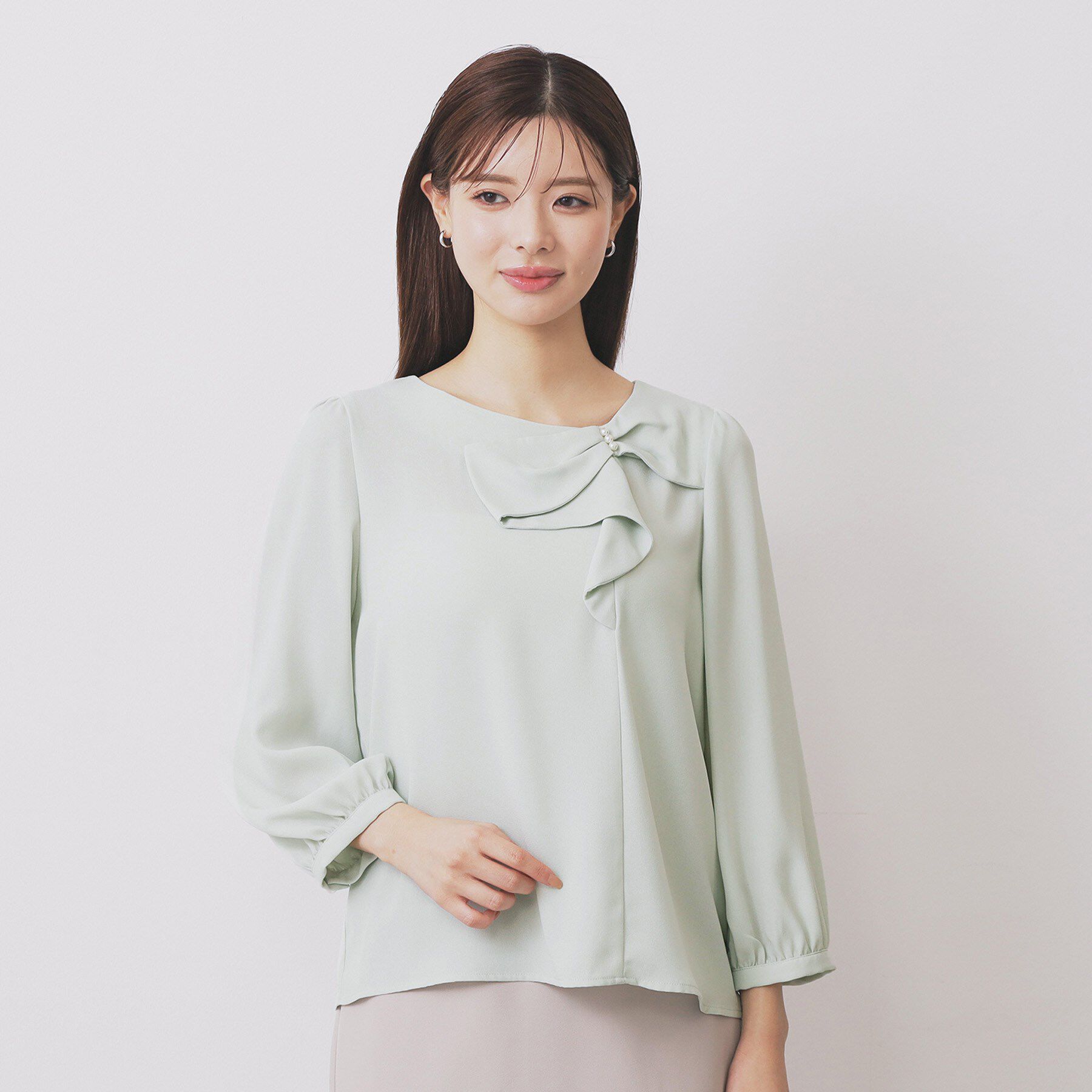 index「パール調リボンブラウス【洗濯機洗い可/イージーアイロン】」|シャツ・ブラウス|