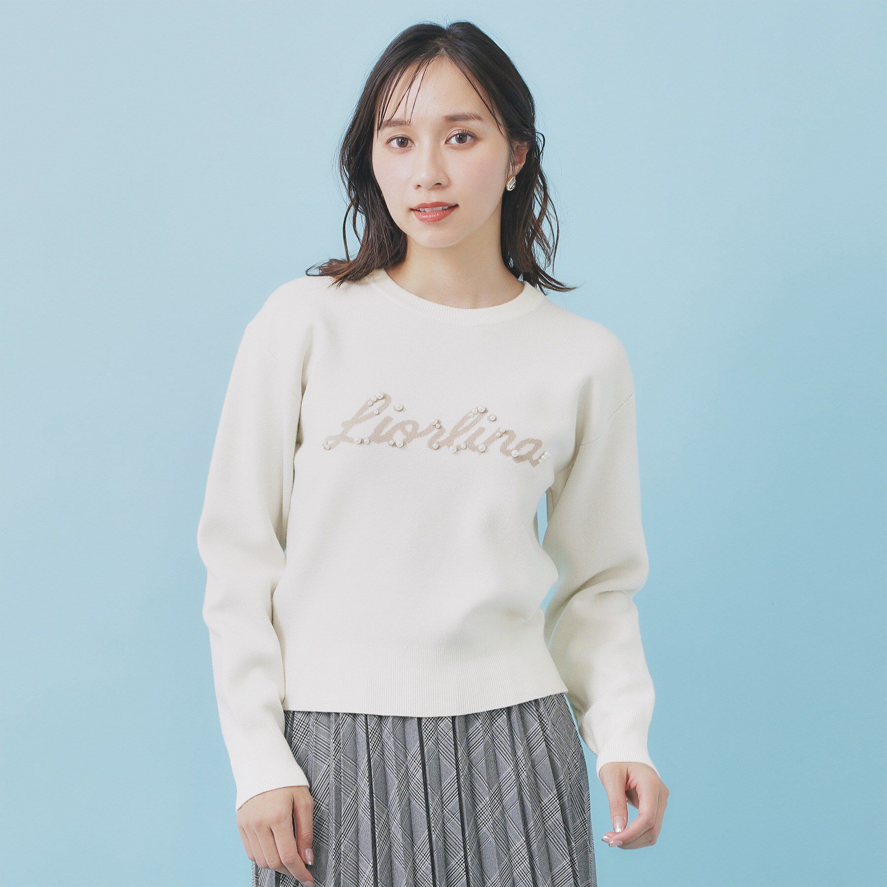 index「パール調ロゴクルーネックニット【洗濯機OK】」|ニット・セーター|