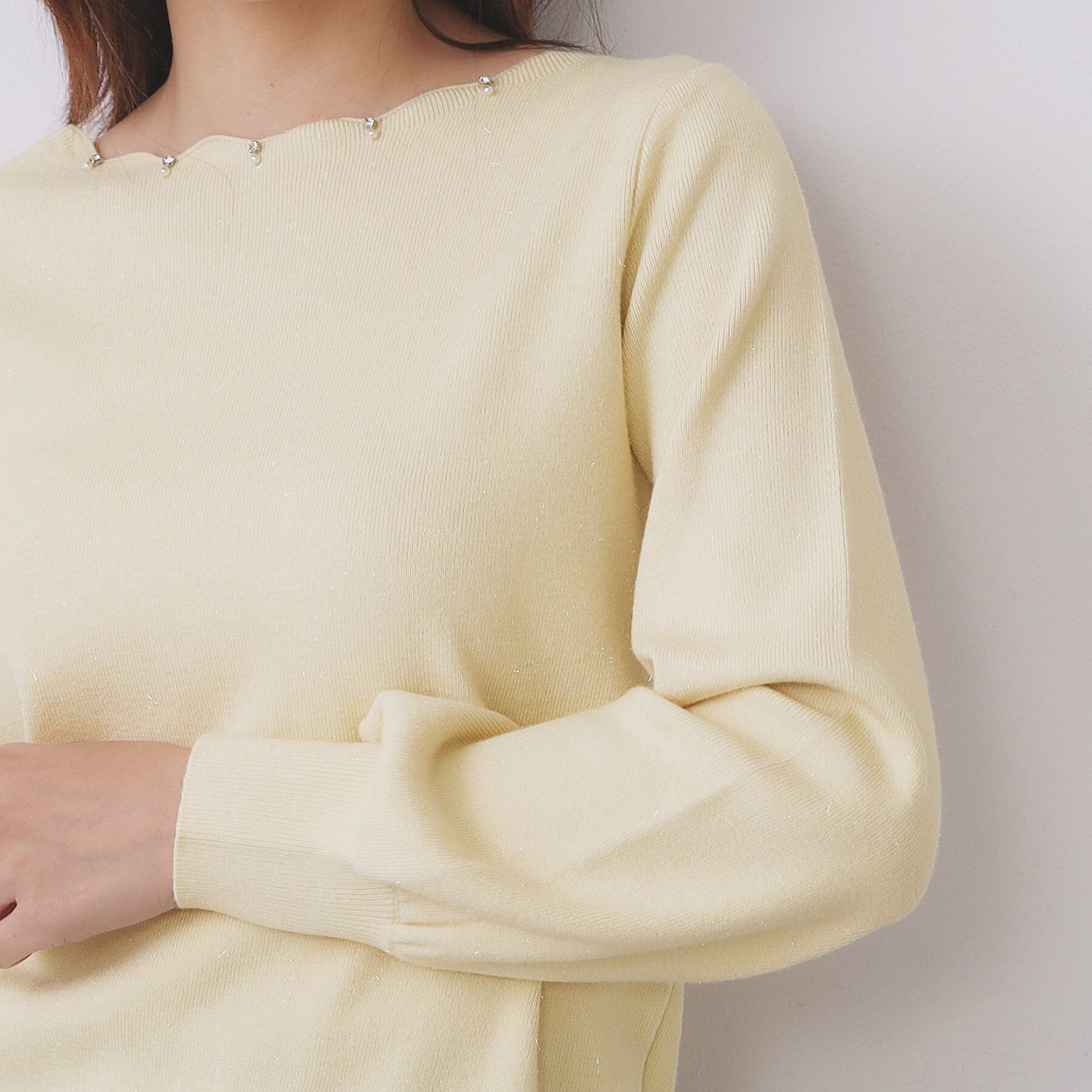 index「ラメスカラップビジューデザインニット【洗濯機OK】《6col/S～LL》」|ニット・セーター|