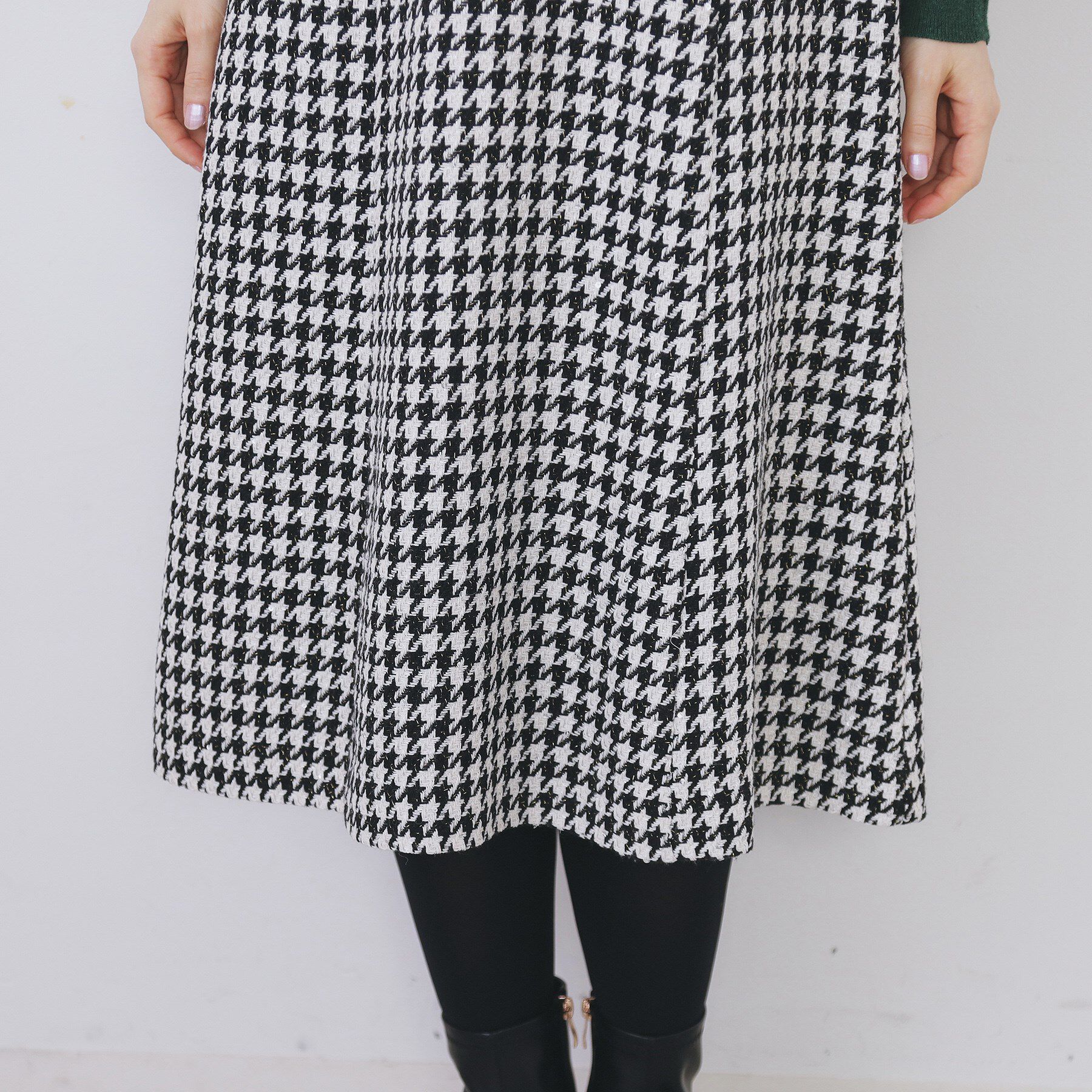 index「ラメスパンコール千鳥柄ジャンスカ【洗濯機OK/イージーアイロン】」|ワンピース|