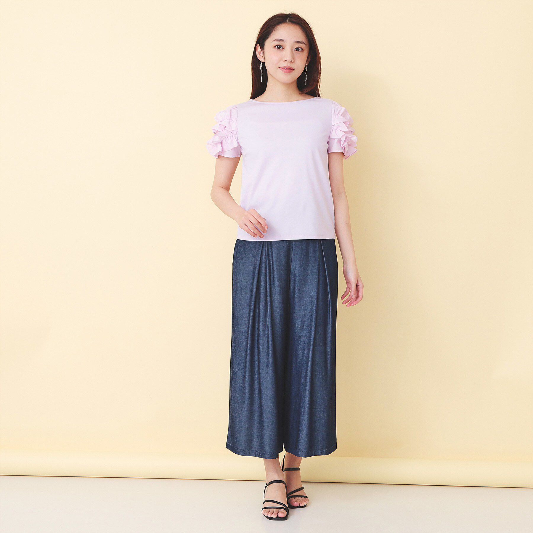 index「フリルドッキングスリーブTシャツ【洗濯機OK／UVケア】」|Tシャツ・カットソー|