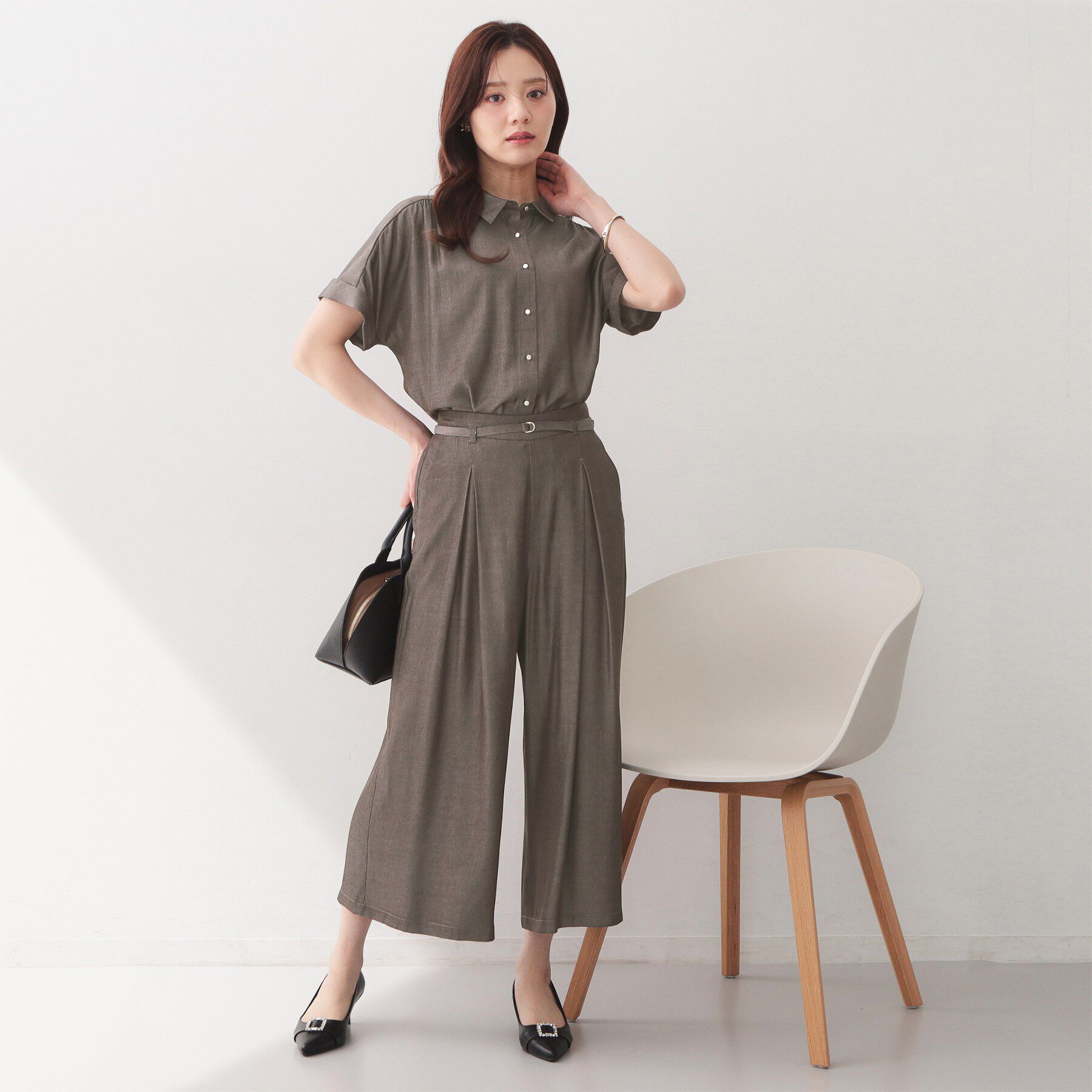 index「接触冷感シャンブレーワイドパンツ【UVケア/吸水速乾/洗濯機OK】」|その他|