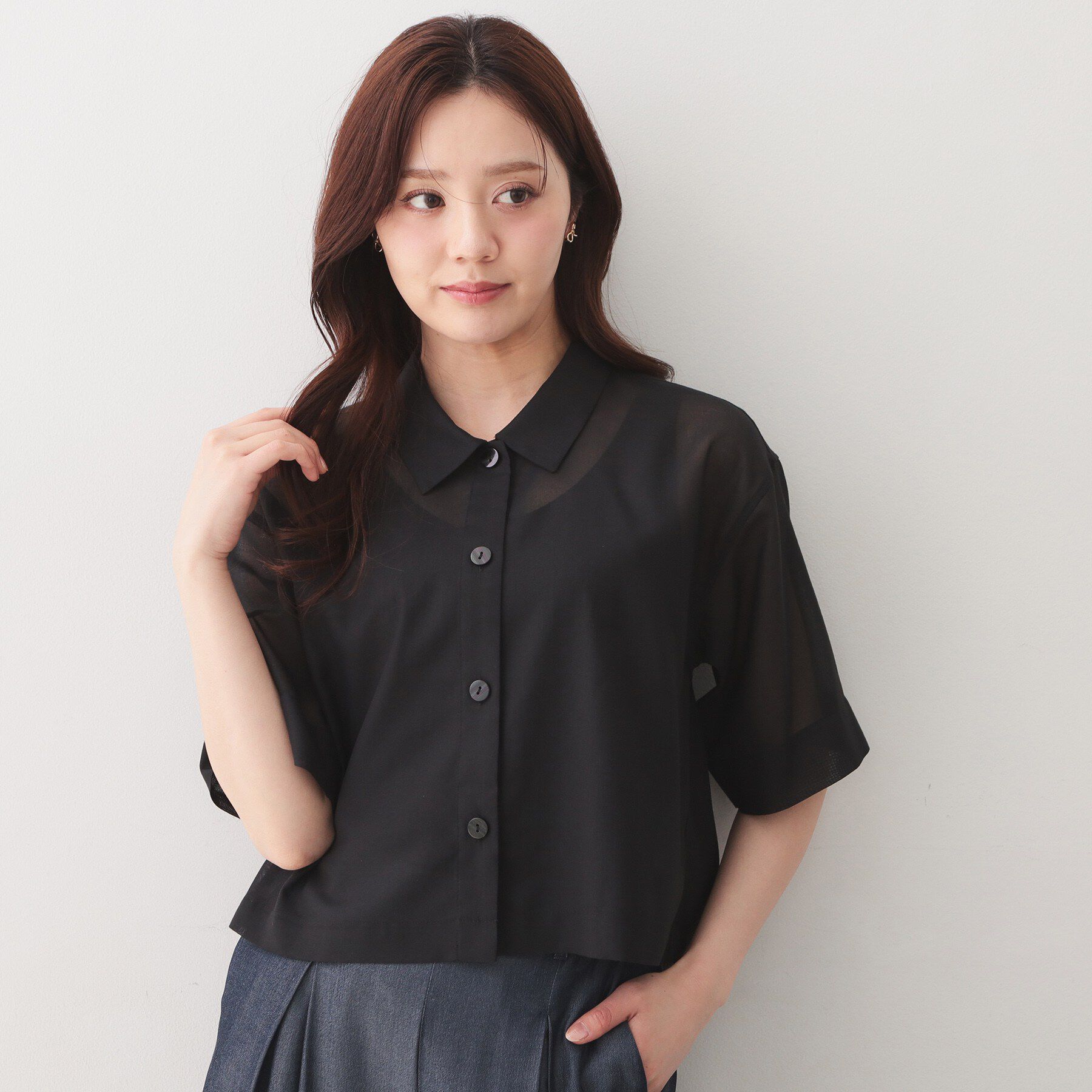 index「シアーボイルボクシーショートブラウス【洗濯機OK／イージーアイロン】」|シャツ・ブラウス|