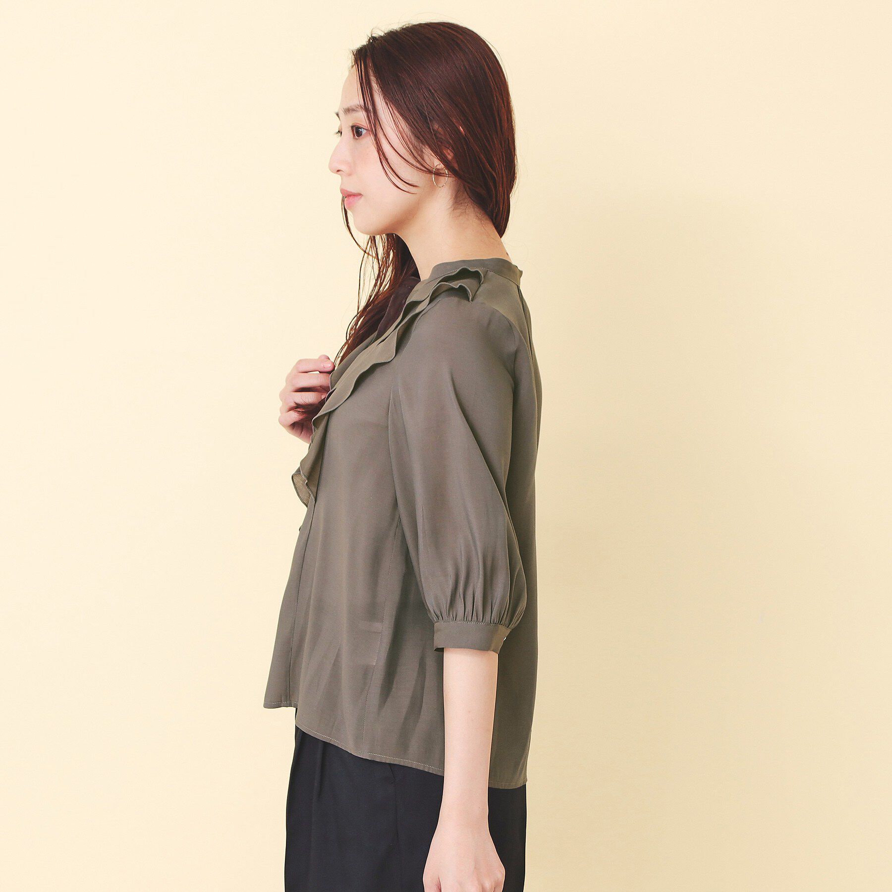 index「シアーツイルフリルスキッパーブラウス【洗濯機OK／イージーアイロン】」|シャツ・ブラウス|