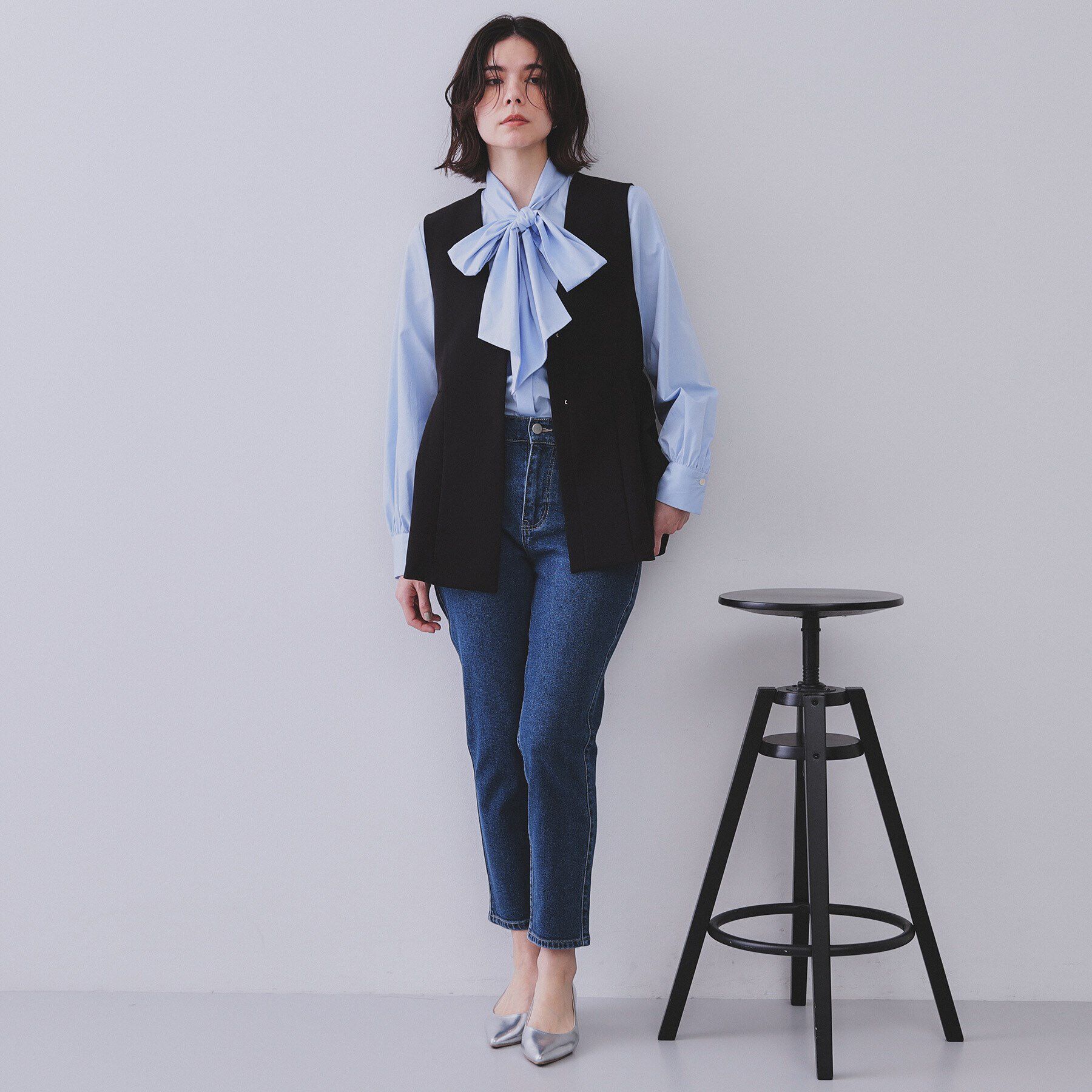 OPAQUE.CLIP「《通勤対応/セットアップ対応》ペプラムジレ【洗濯機洗い可】」|ベスト・ジレ|