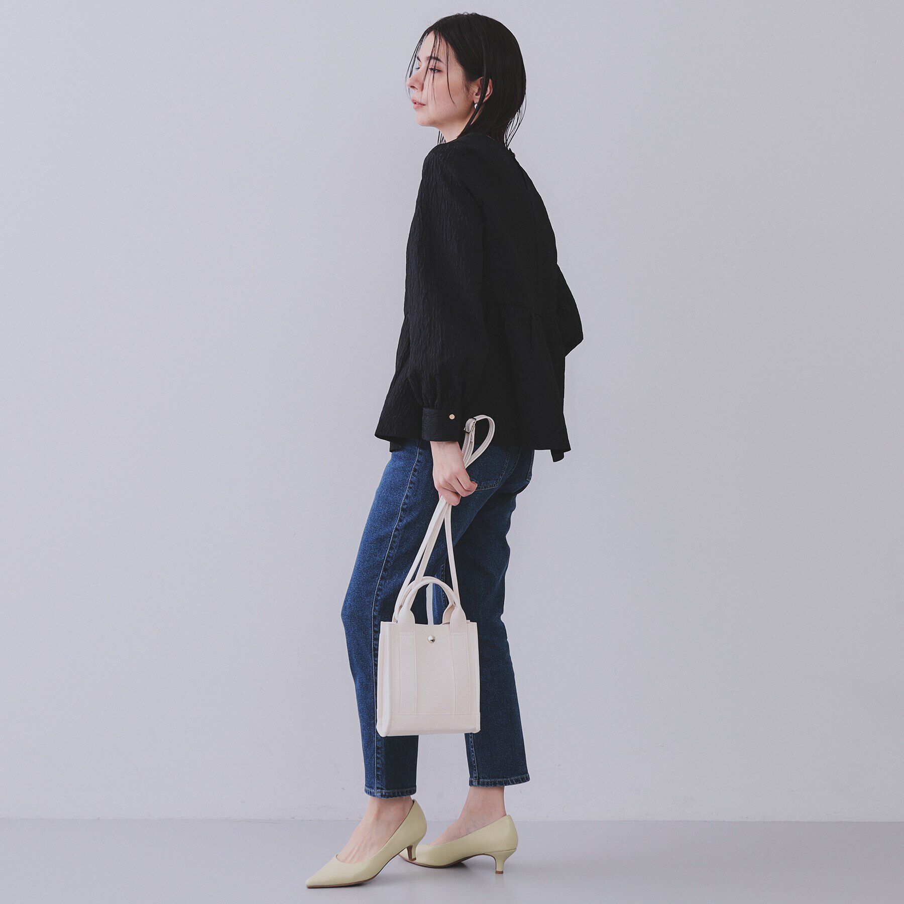 OPAQUE.CLIP「《通勤対応》ジャカードペプラムブラウス【洗濯機洗い可】」|シャツ・ブラウス|