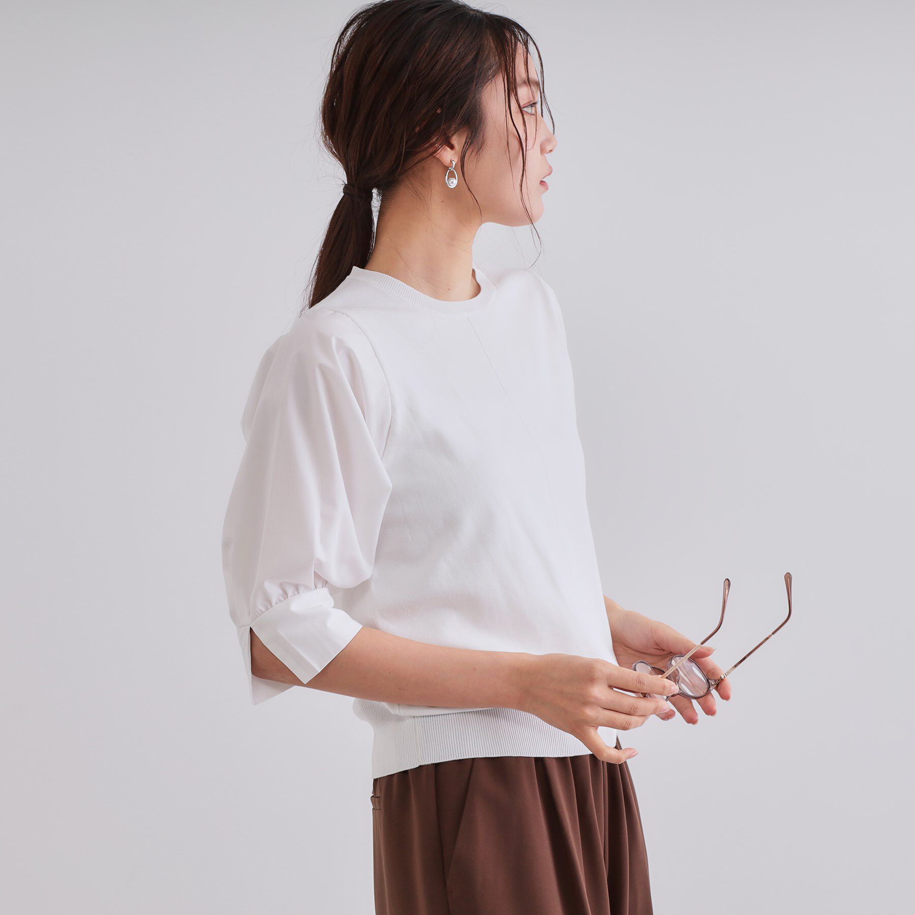 OPAQUE.CLIP「フハクスリーブドッキングニット【洗濯機洗い可】」|ニット・セーター|