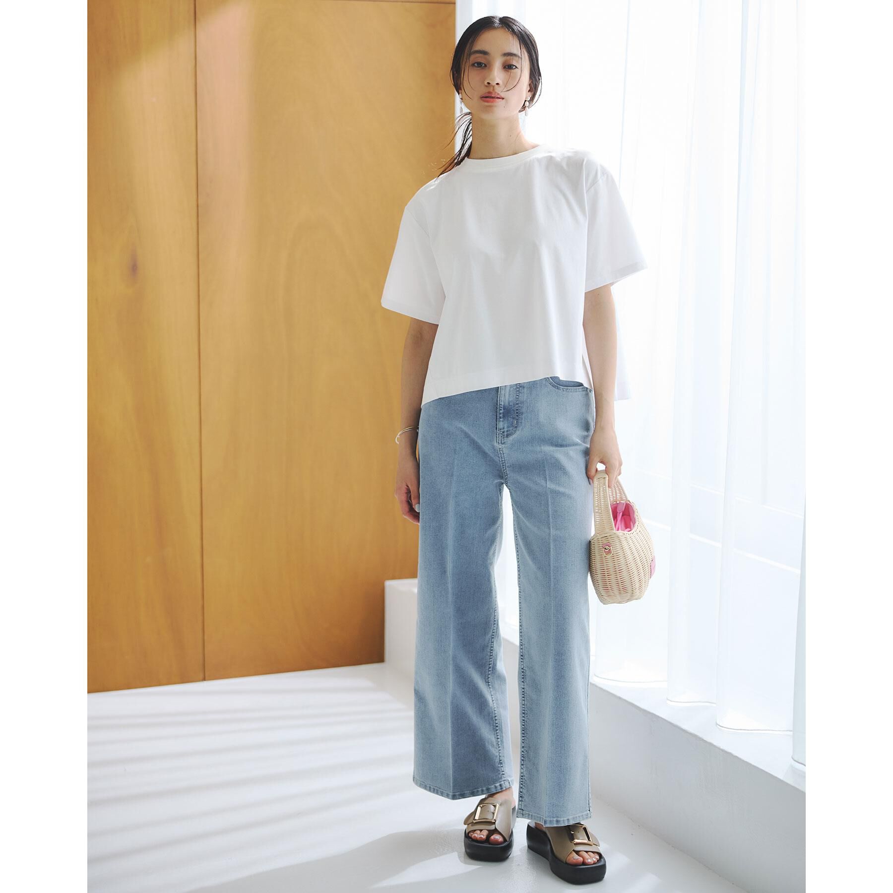 OPAQUE.CLIP「バックフレアショートTシャツ【洗濯機洗い可】」|Tシャツ・カットソー|