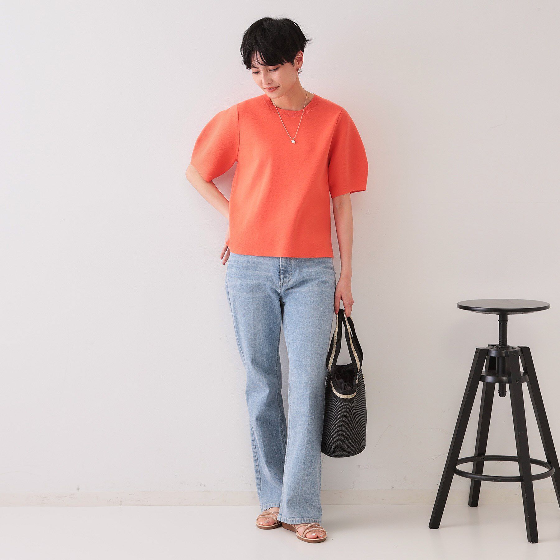 OPAQUE.CLIP「カーブスリーブニット【UV/洗濯機洗い可】」|ニット・セーター|