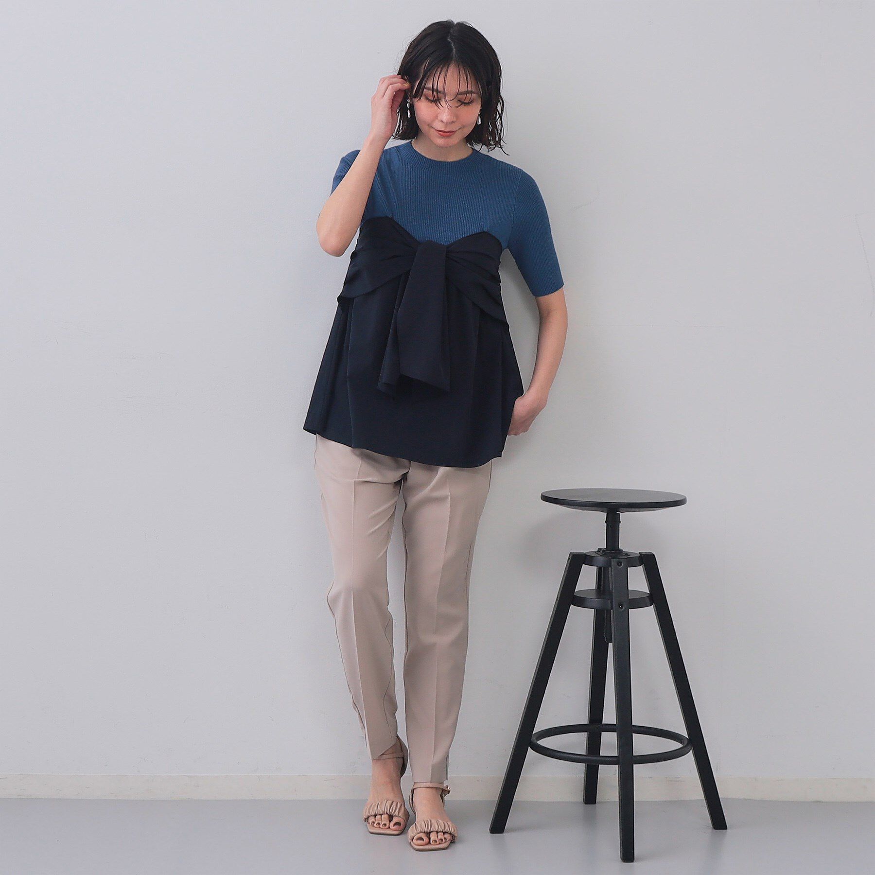 OPAQUE.CLIP「リボンビスチェドッキングニット【洗濯機洗い可】」|ニット・セーター|