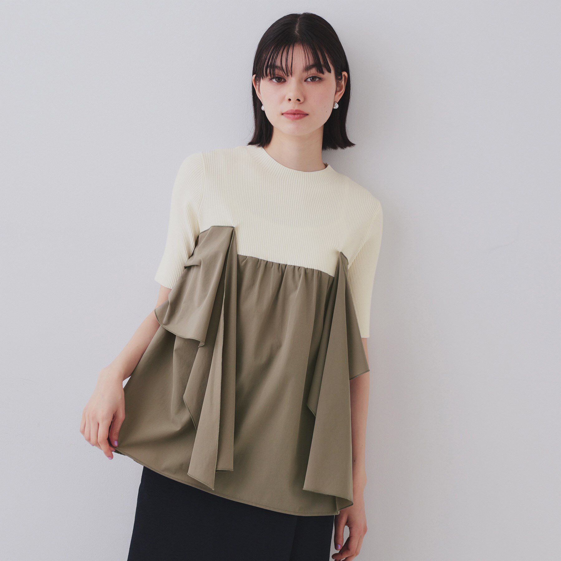 OPAQUE.CLIP「リボンビスチェドッキングニット【洗濯機洗い可】」|ニット・セーター|