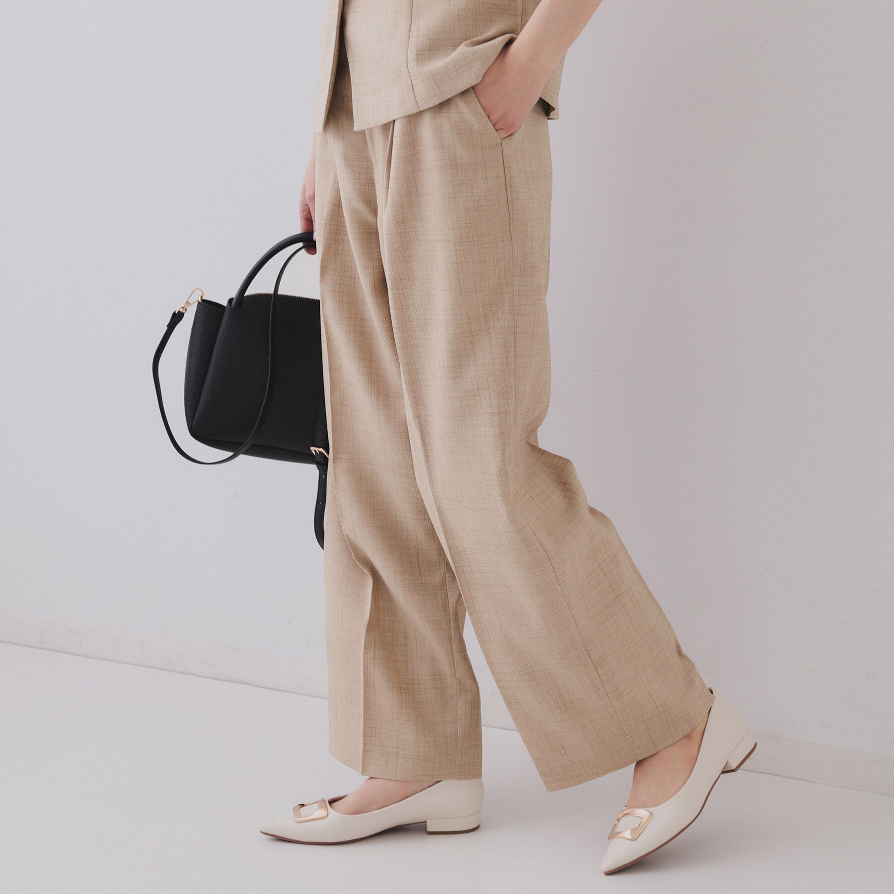 OPAQUE.CLIP「メランジワイドパンツ/セットアップ対応可【洗濯機洗い可】」|その他|ベージュ(052)