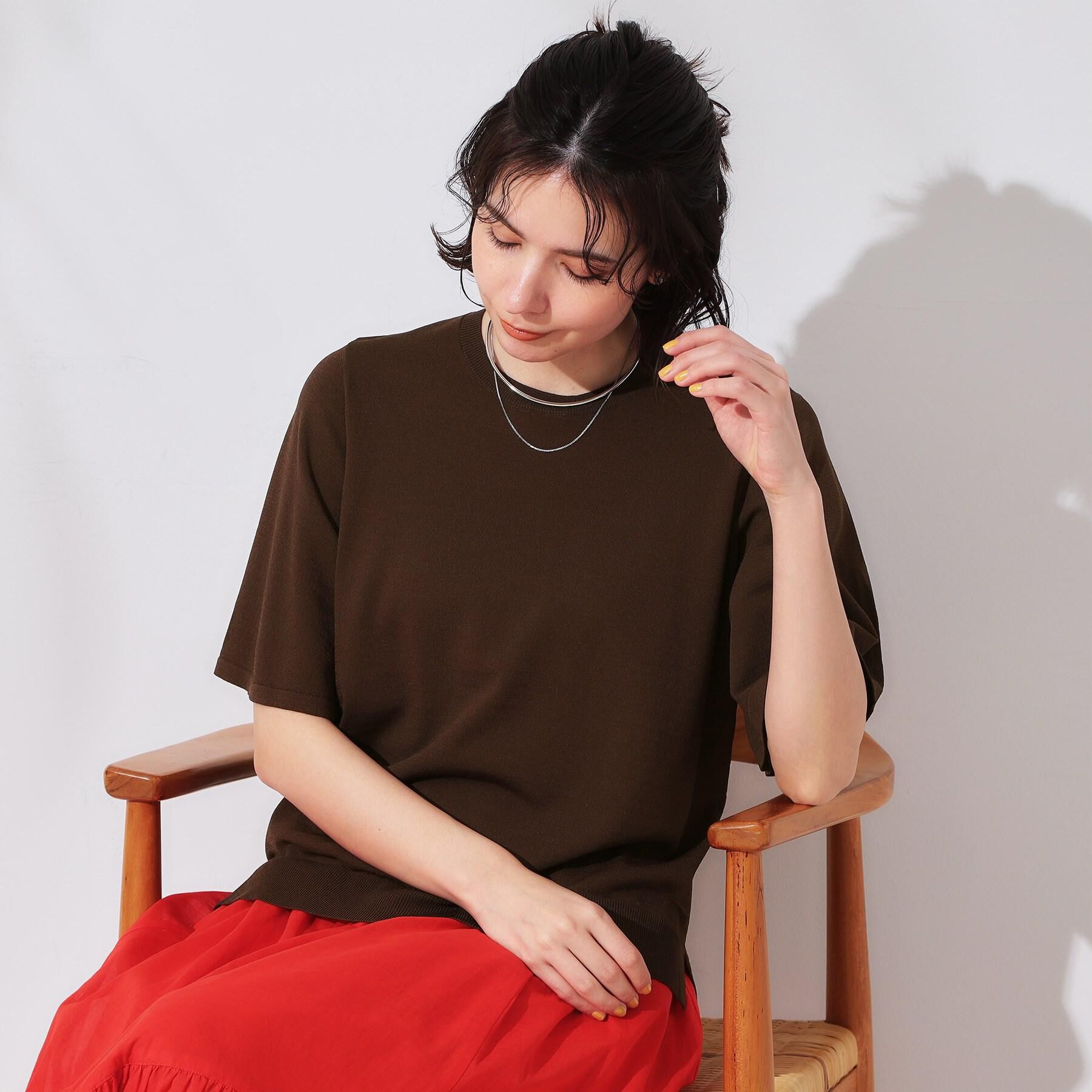 OPAQUE.CLIP「《6色展開/S-LLサイズ》フレアスリーブニット【UV/接触冷感/抗ピル/洗濯機洗い可】」|ニット・セーター|