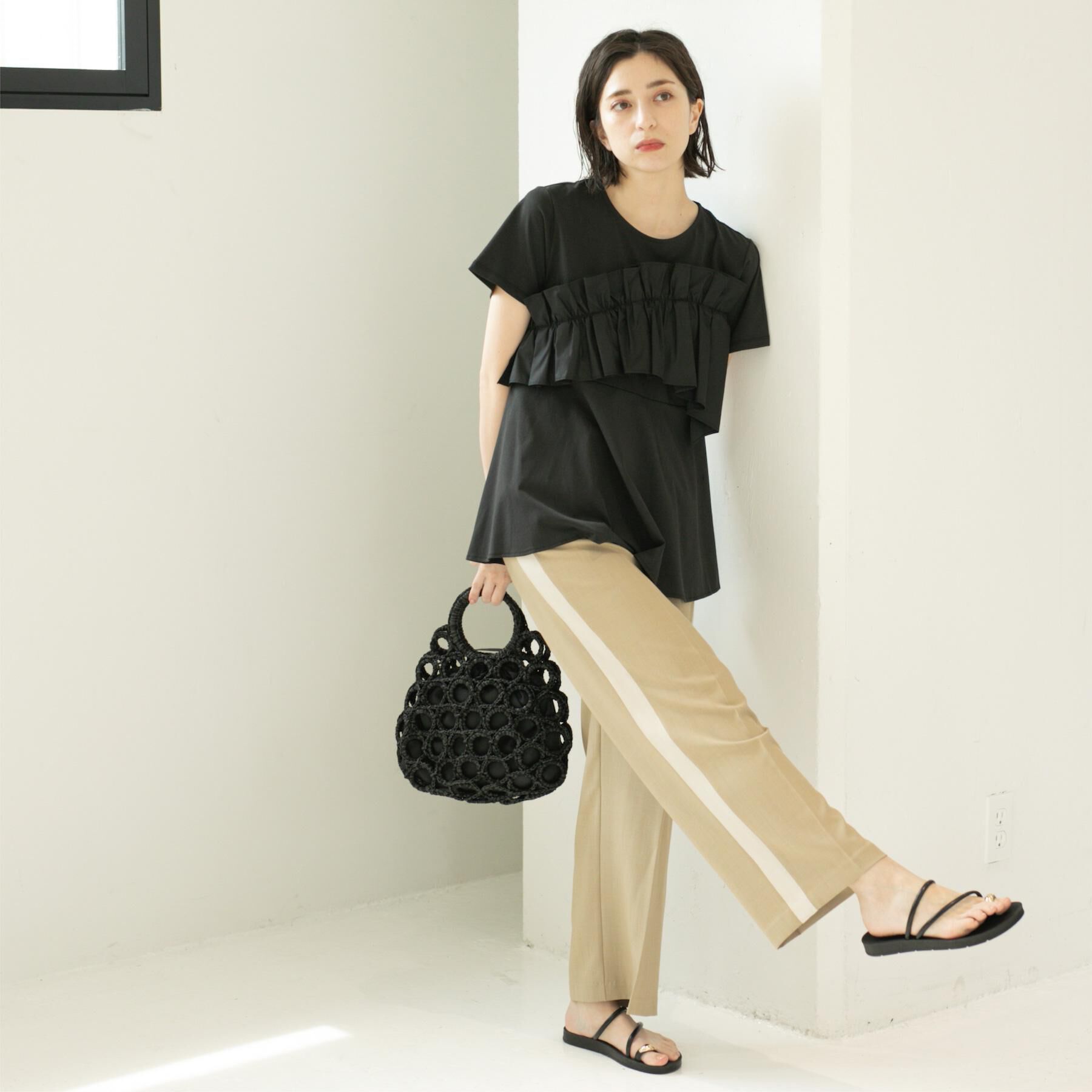 OPAQUE.CLIP「フリルドッキングペプラムトップス【接触冷感/洗濯機洗い可】」|Tシャツ・カットソー|