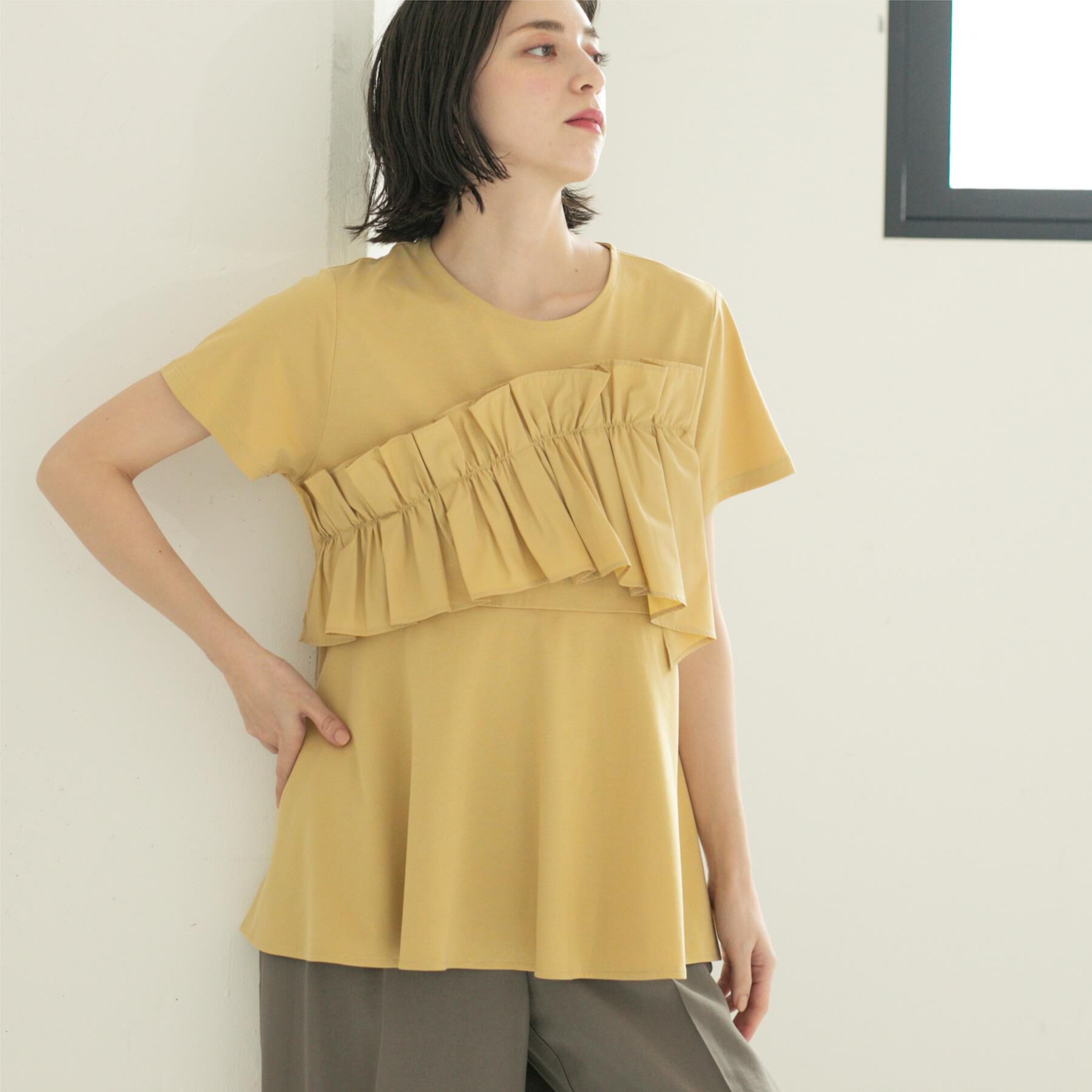 OPAQUE.CLIP「フリルドッキングペプラムトップス【接触冷感/洗濯機洗い可】」|Tシャツ・カットソー|