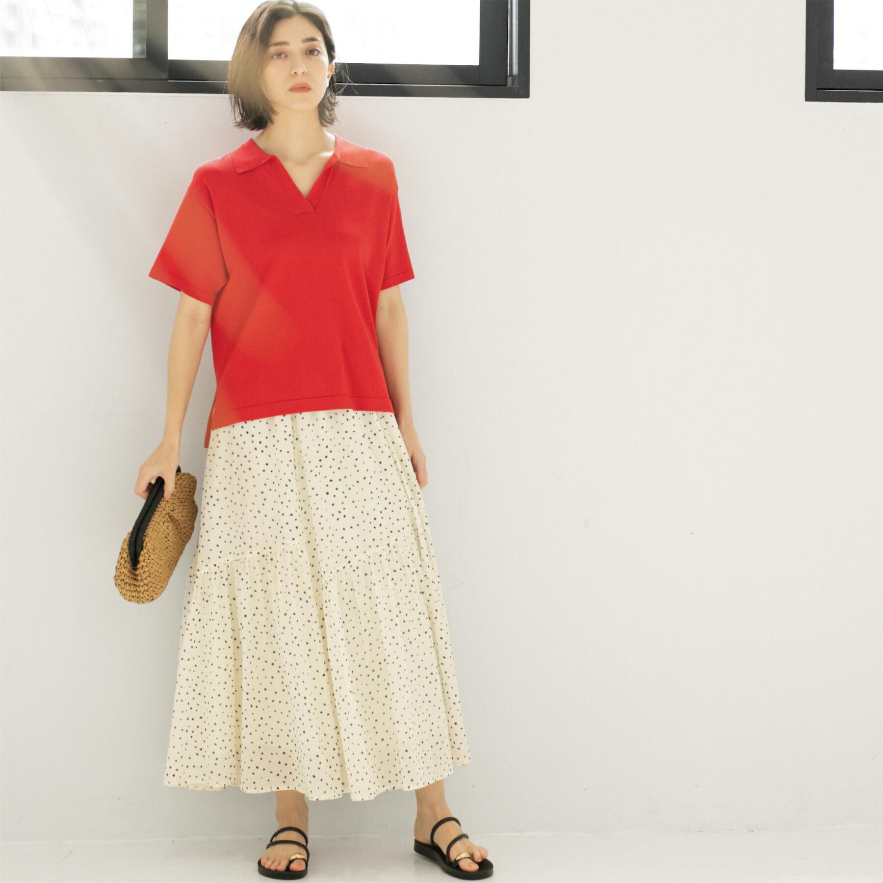 OPAQUE.CLIP「ギャザーフレアスカート/オーガニックコットン混【洗濯機洗い可】」|スカート|