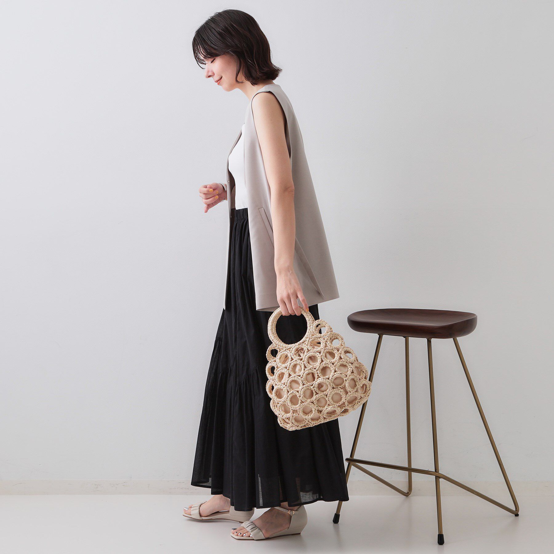 OPAQUE.CLIP「ギャザーフレアスカート/オーガニックコットン混【洗濯機洗い可】」|スカート|