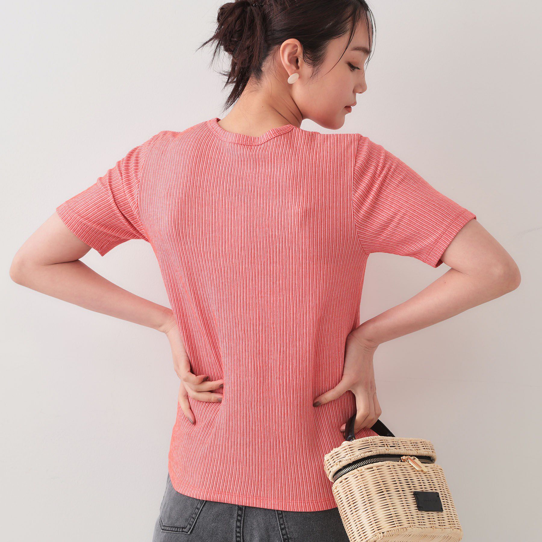 OPAQUE.CLIP「ストライプリブカットソー【洗濯機洗い可】」|Tシャツ・カットソー|