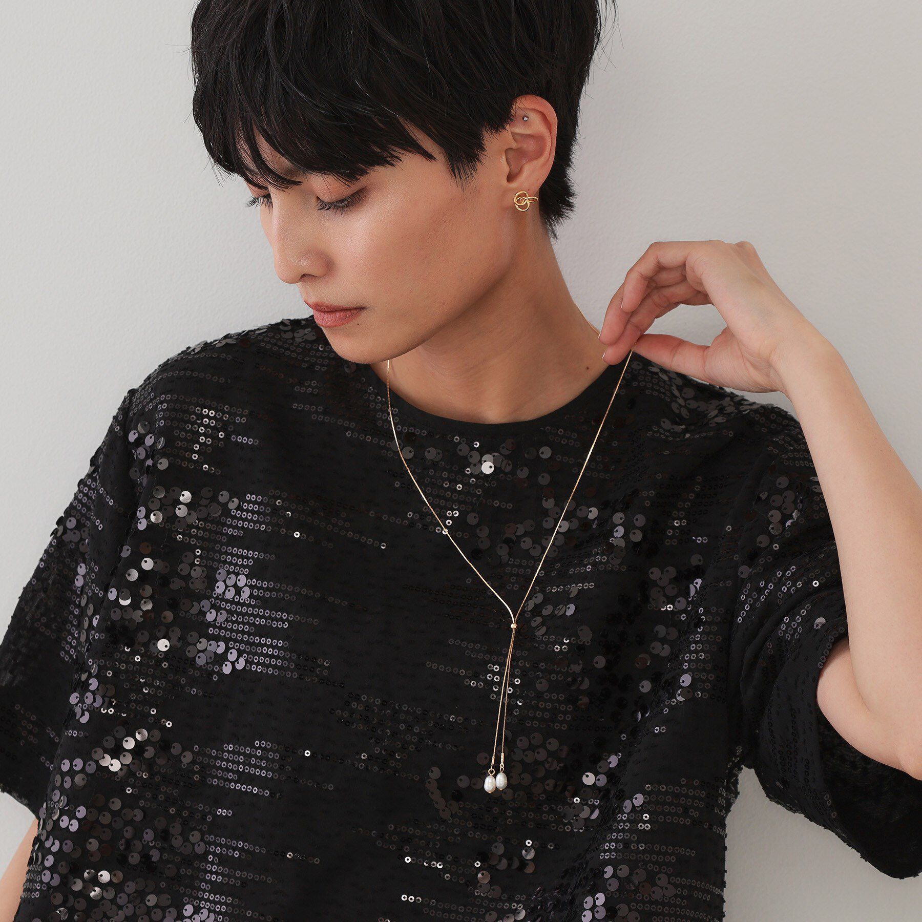 OPAQUE.CLIP「淡水パールスライドネックレス」|ネックレス|