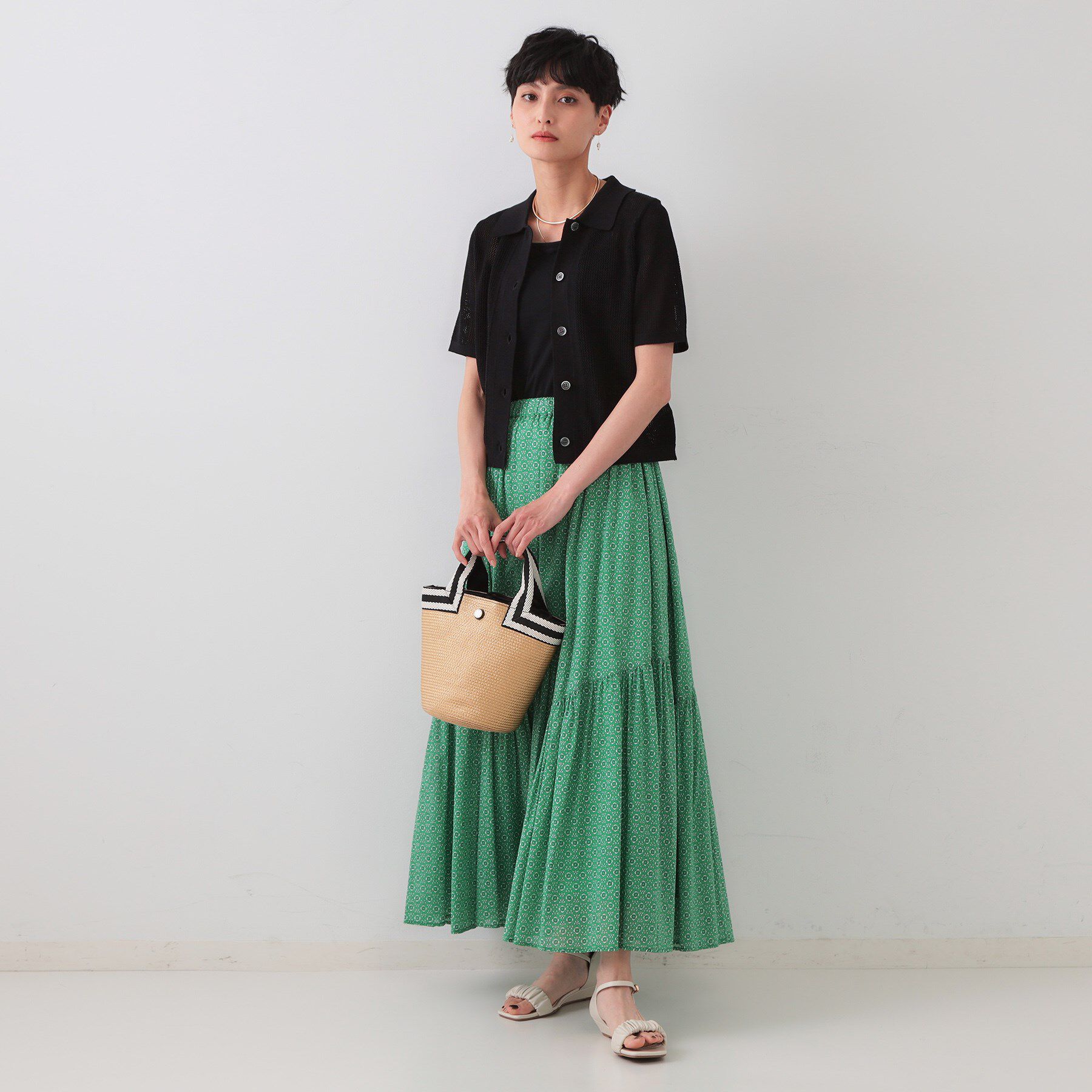 OPAQUE.CLIP「《CLASSY掲載》透かし編みポロニット【洗濯機洗い可】」|ニット・セーター|