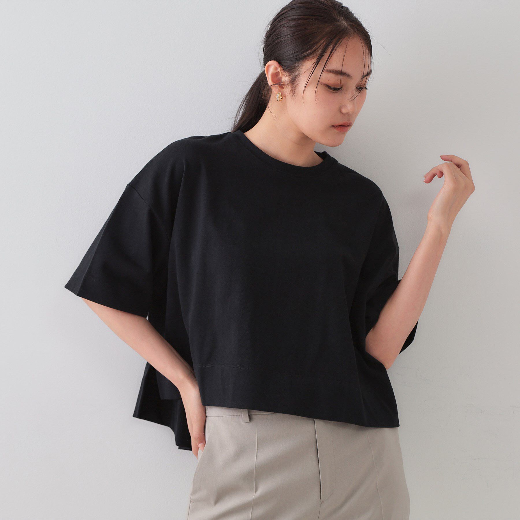 OPAQUE.CLIP「《5色展開》ワイドシルエットTシャツ【洗濯機洗い可】」|Tシャツ・カットソー|