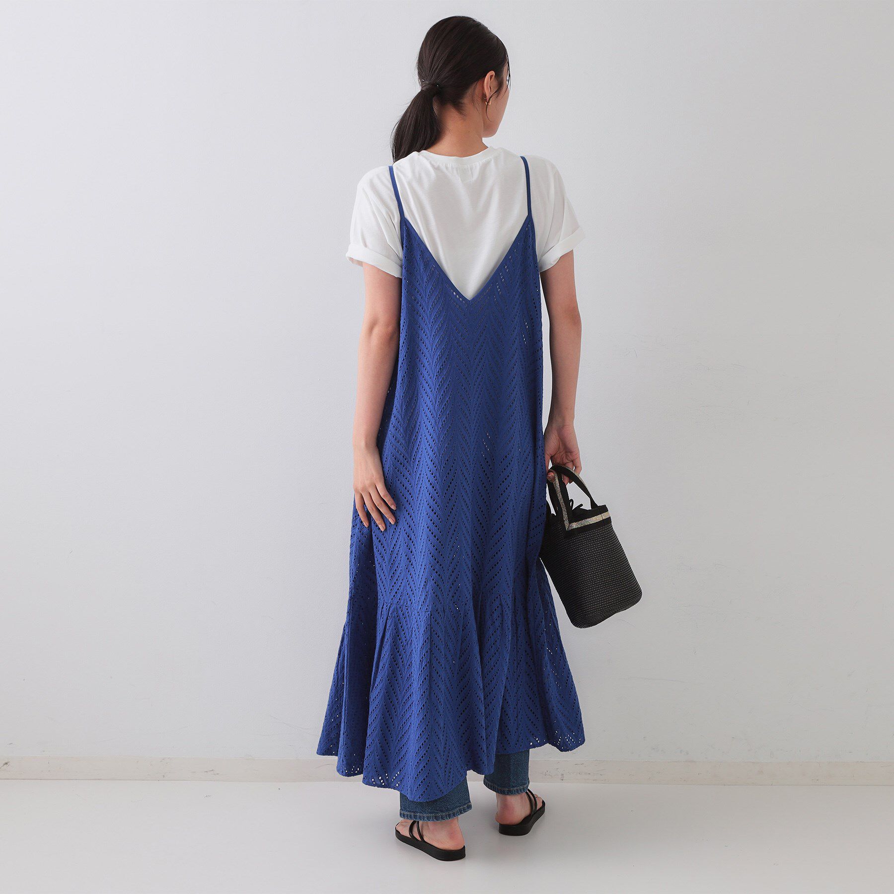 OPAQUE.CLIP「インドコットンアイレット刺繍キャミワンピース【洗える】」|ワンピース|