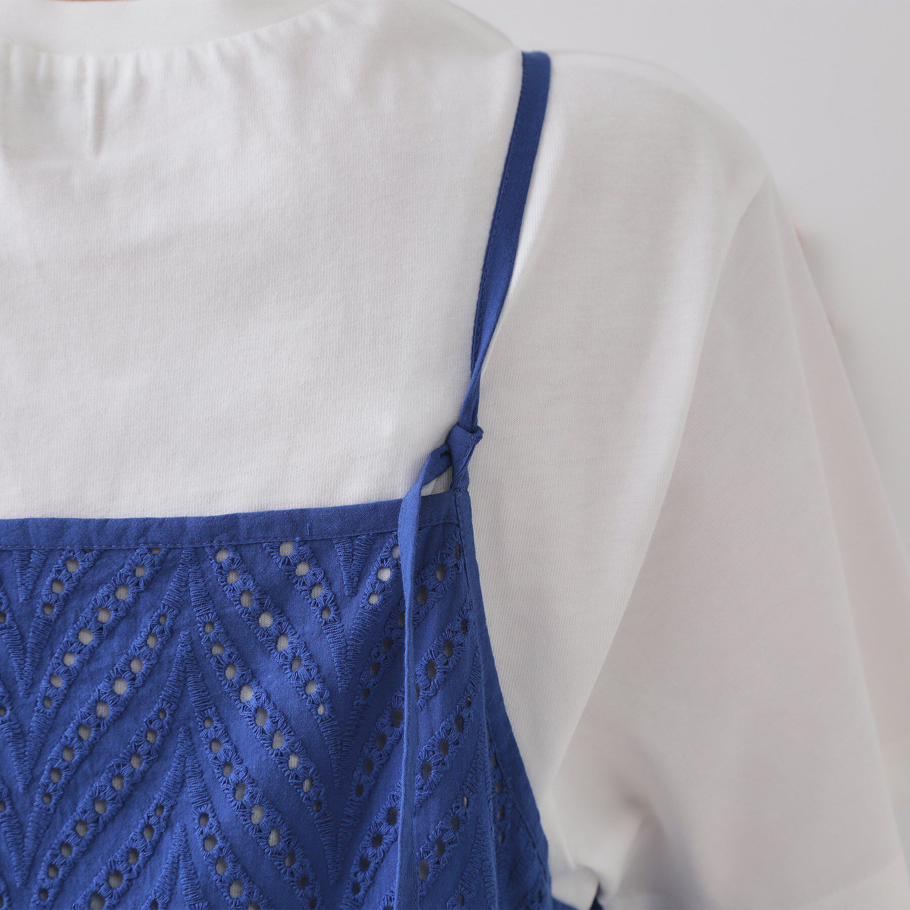 OPAQUE.CLIP「インドコットンアイレット刺繍キャミワンピース【洗える】」|ワンピース|