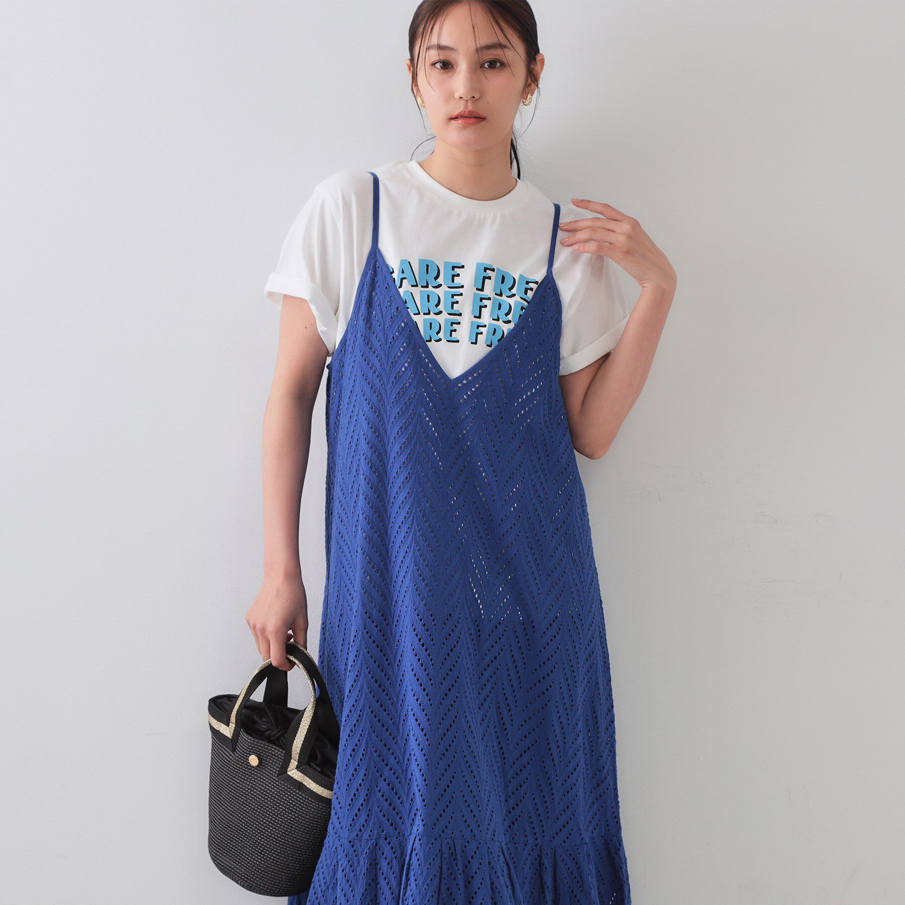 OPAQUE.CLIP「インドコットンアイレット刺繍キャミワンピース【洗える】」|ワンピース|