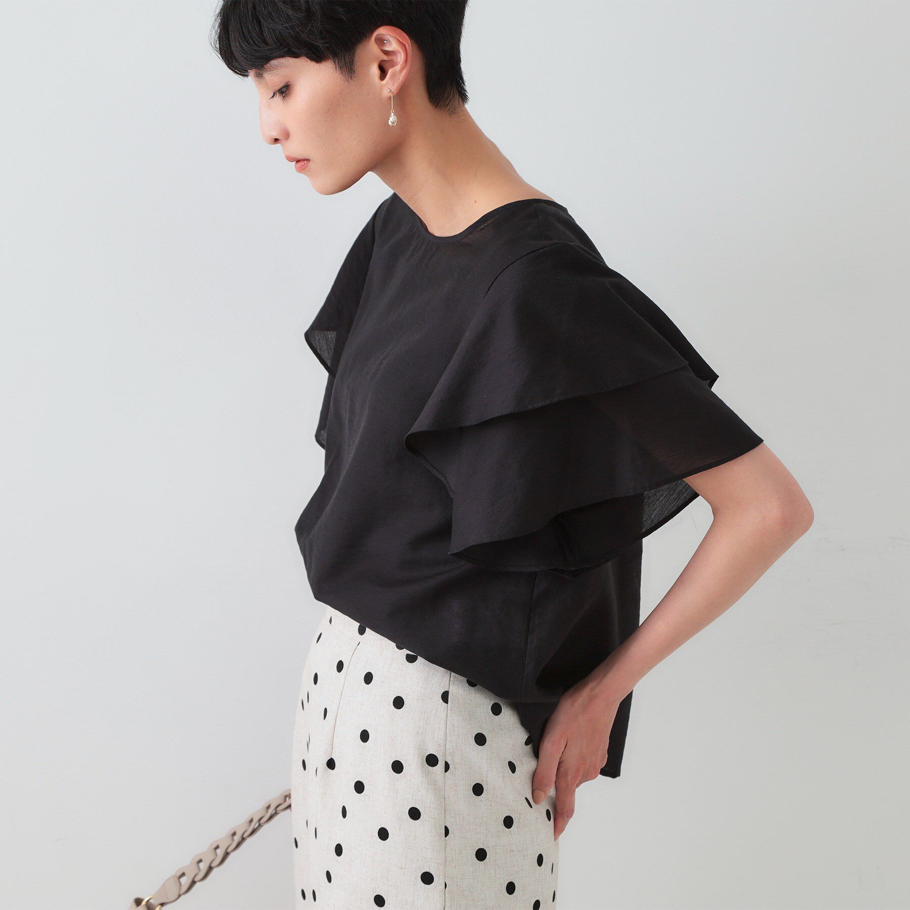 OPAQUE.CLIP「フリルスリーブブラウス【洗濯機洗い可】」|シャツ・ブラウス|