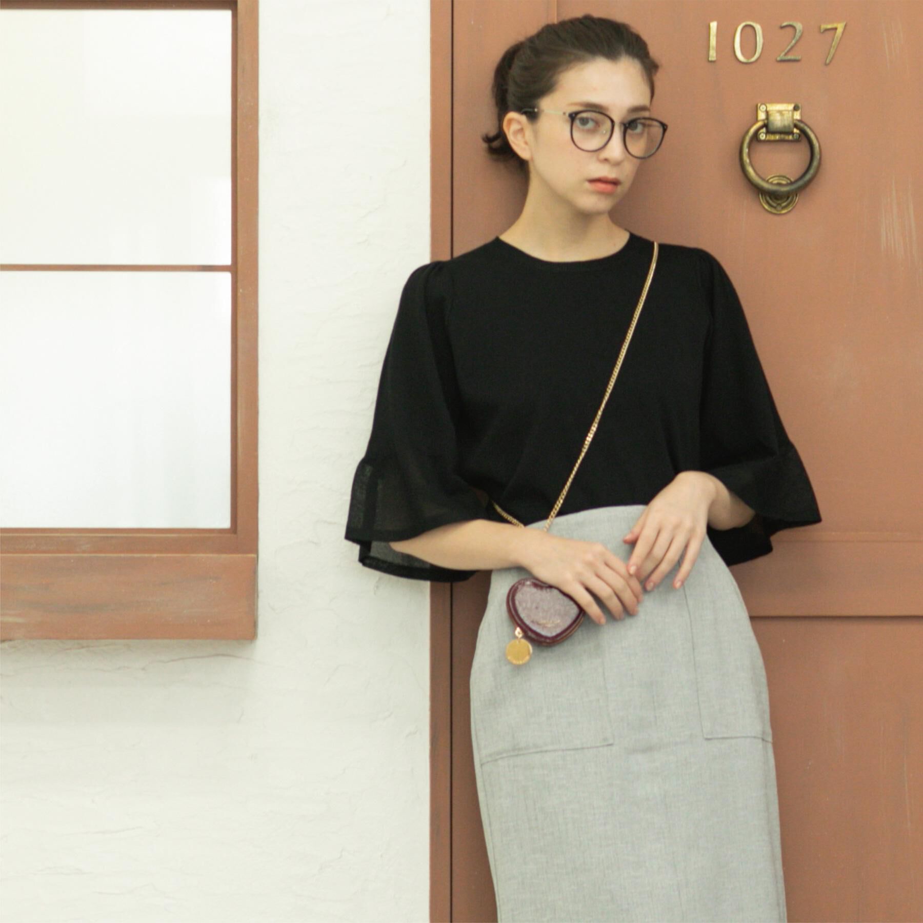 OPAQUE.CLIP「《5色展開》シアーフレアスリーブニット【洗濯機洗い可】」|ニット・セーター|