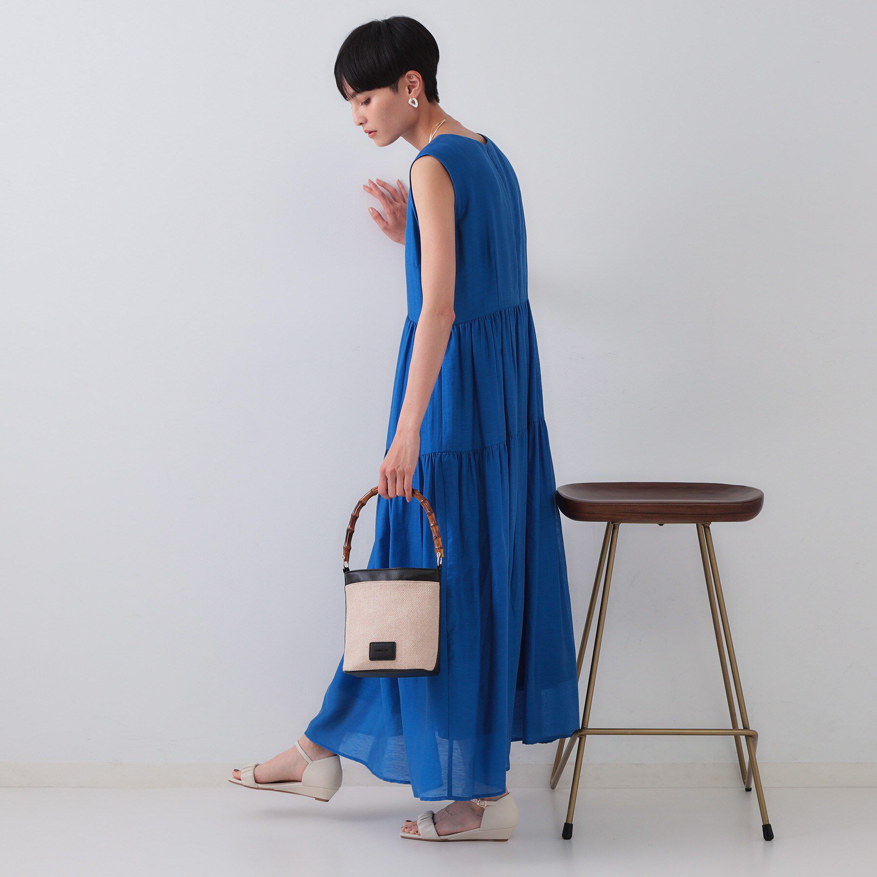 OPAQUE.CLIP「麻混シアーギャザーティアードワンピース【洗濯機洗い可】」|ワンピース|