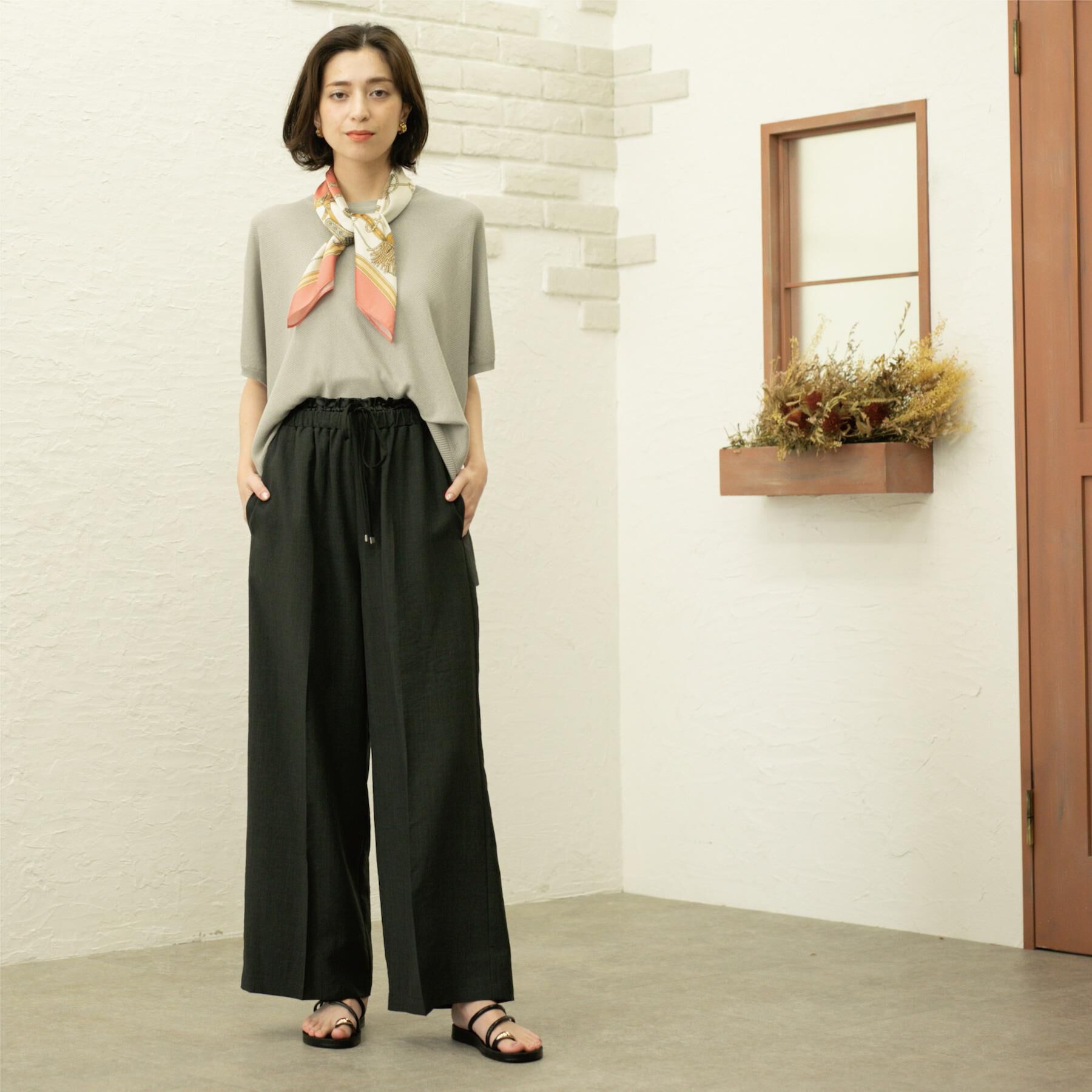 OPAQUE.CLIP「ウエストサテン使いイージーワイドパンツ【洗濯機洗い可】」|その他|