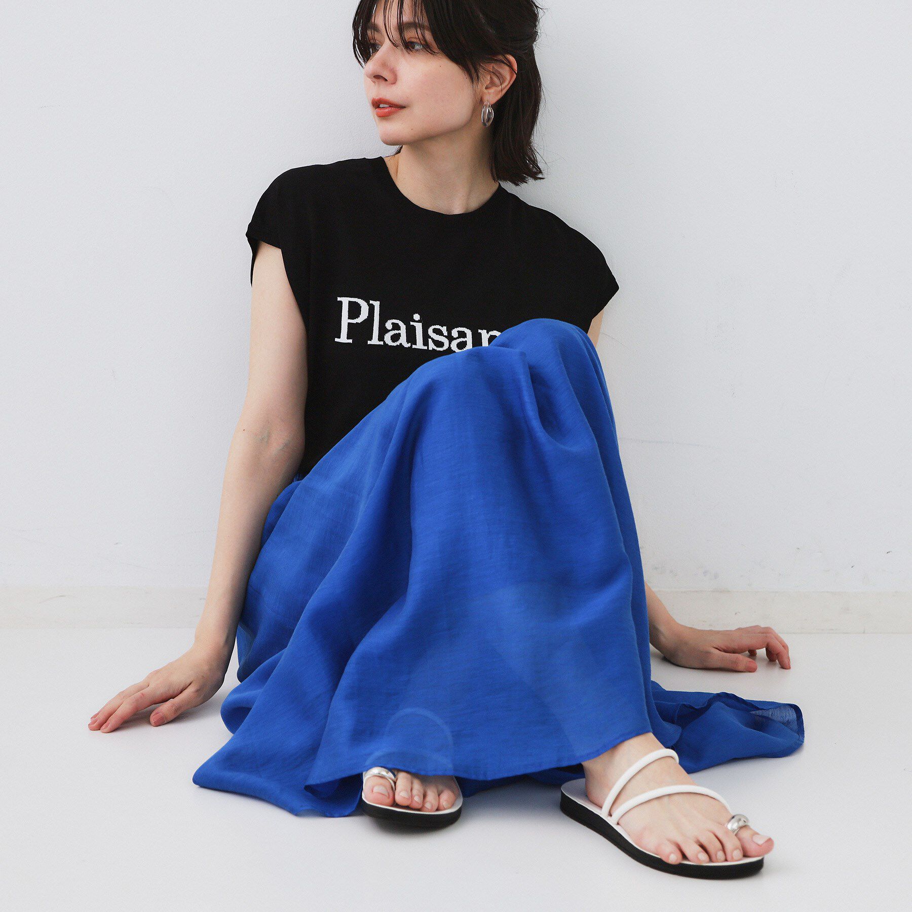 OPAQUE.CLIP「麻混シアーギャザーフレアスカート【洗濯機洗い可】」|スカート|