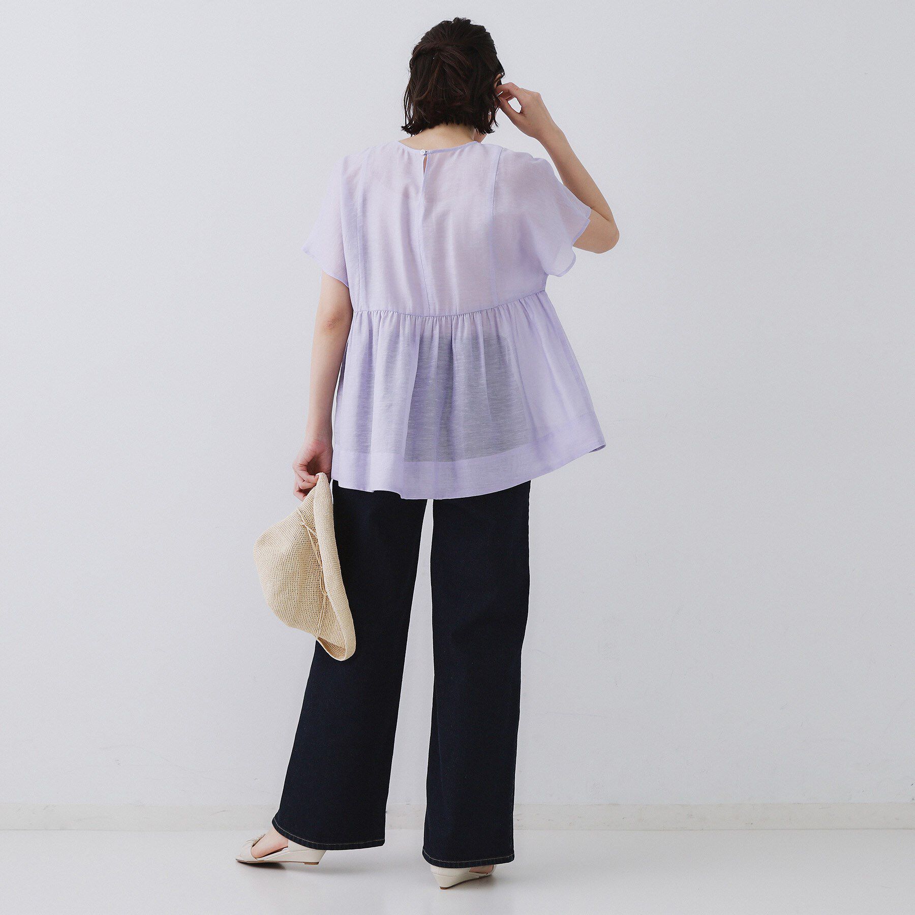 OPAQUE.CLIP「麻混シアーペプラムブラウス【洗濯機洗い可】」|シャツ・ブラウス|