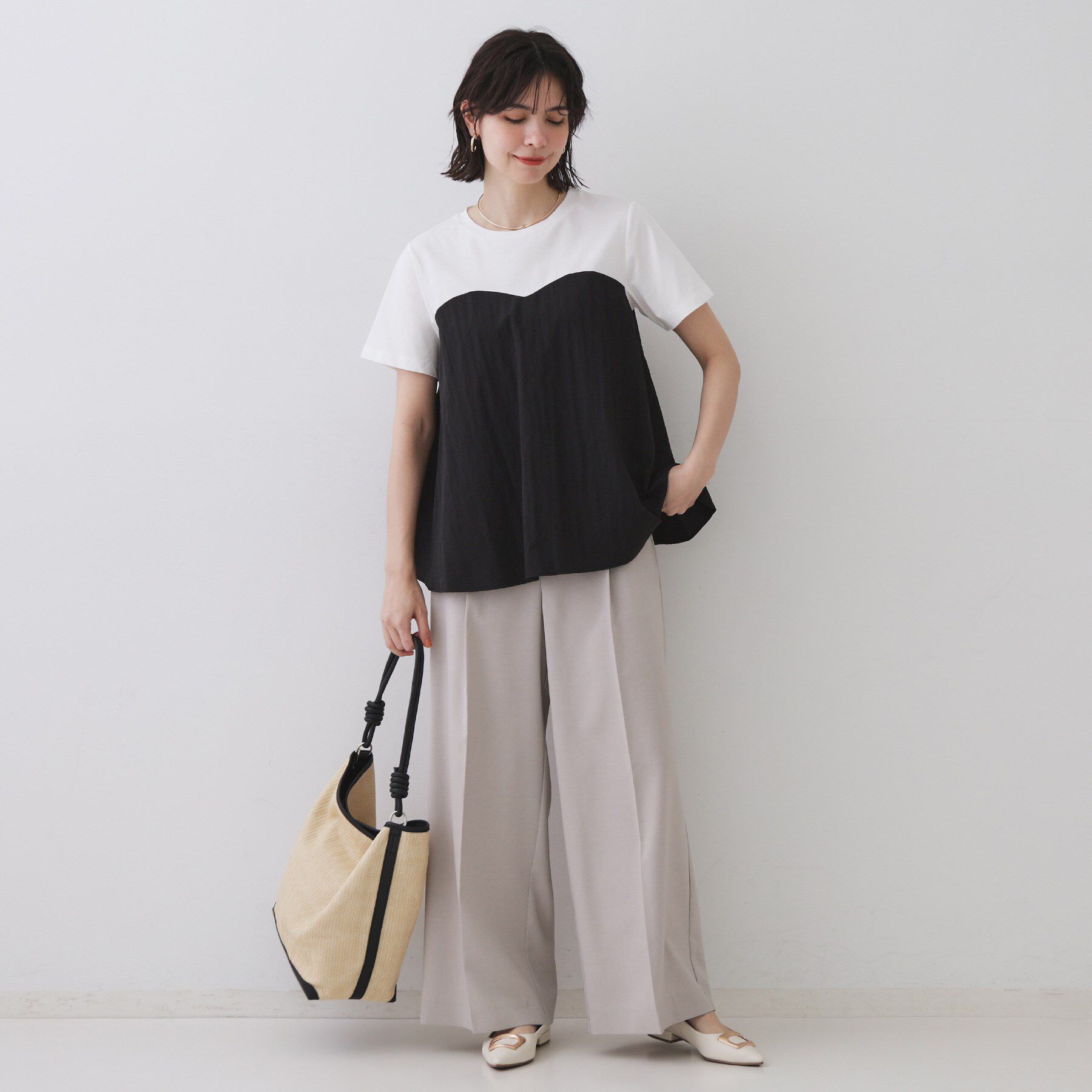 OPAQUE.CLIP「ビスチェドッキングカットソー【洗濯機洗い可】」|Tシャツ・カットソー|