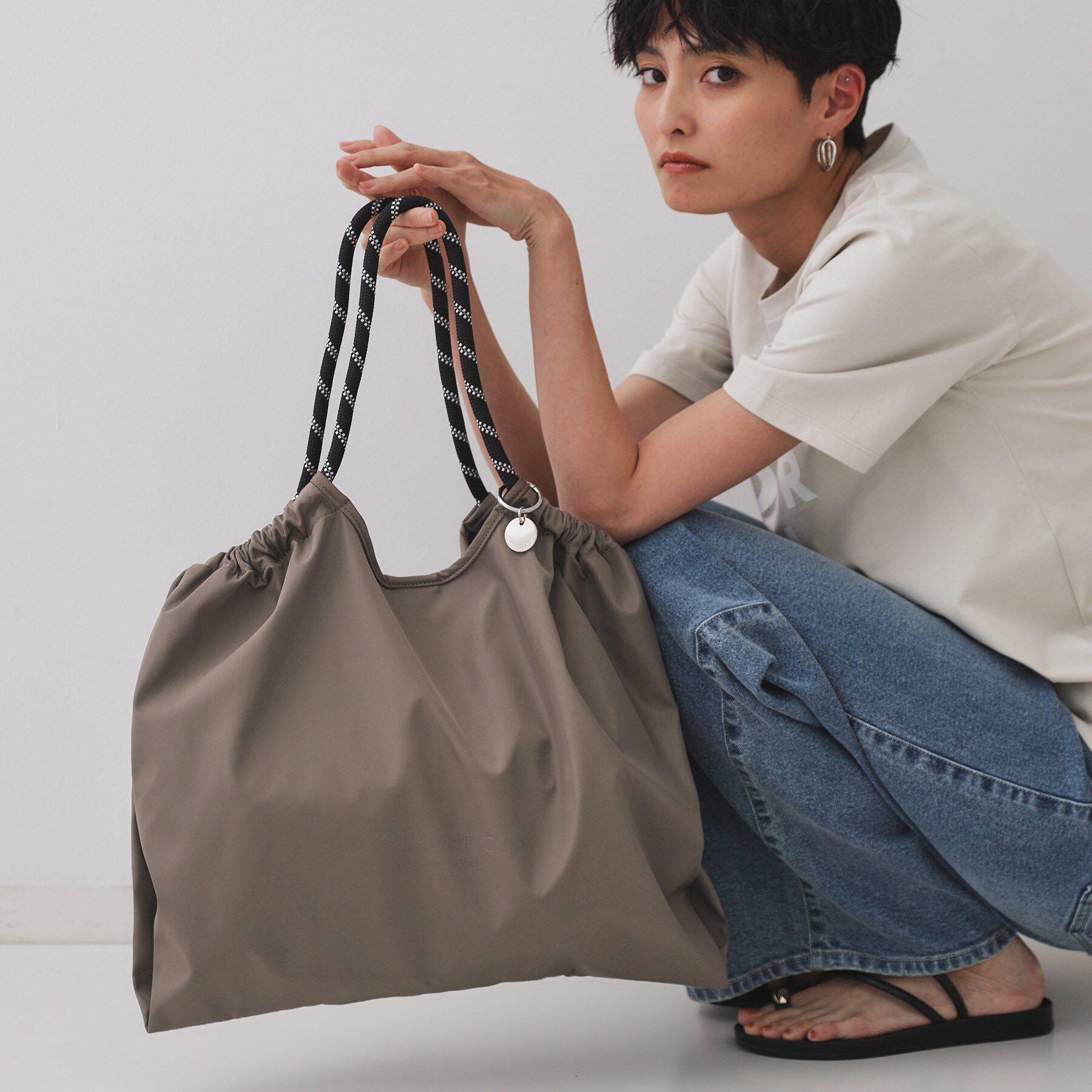 OPAQUE.CLIP「【軽量/A4サイズ対応】ロープハンドルドロストBIGトートバッグ」|トートバッグ|ベージュ(052)