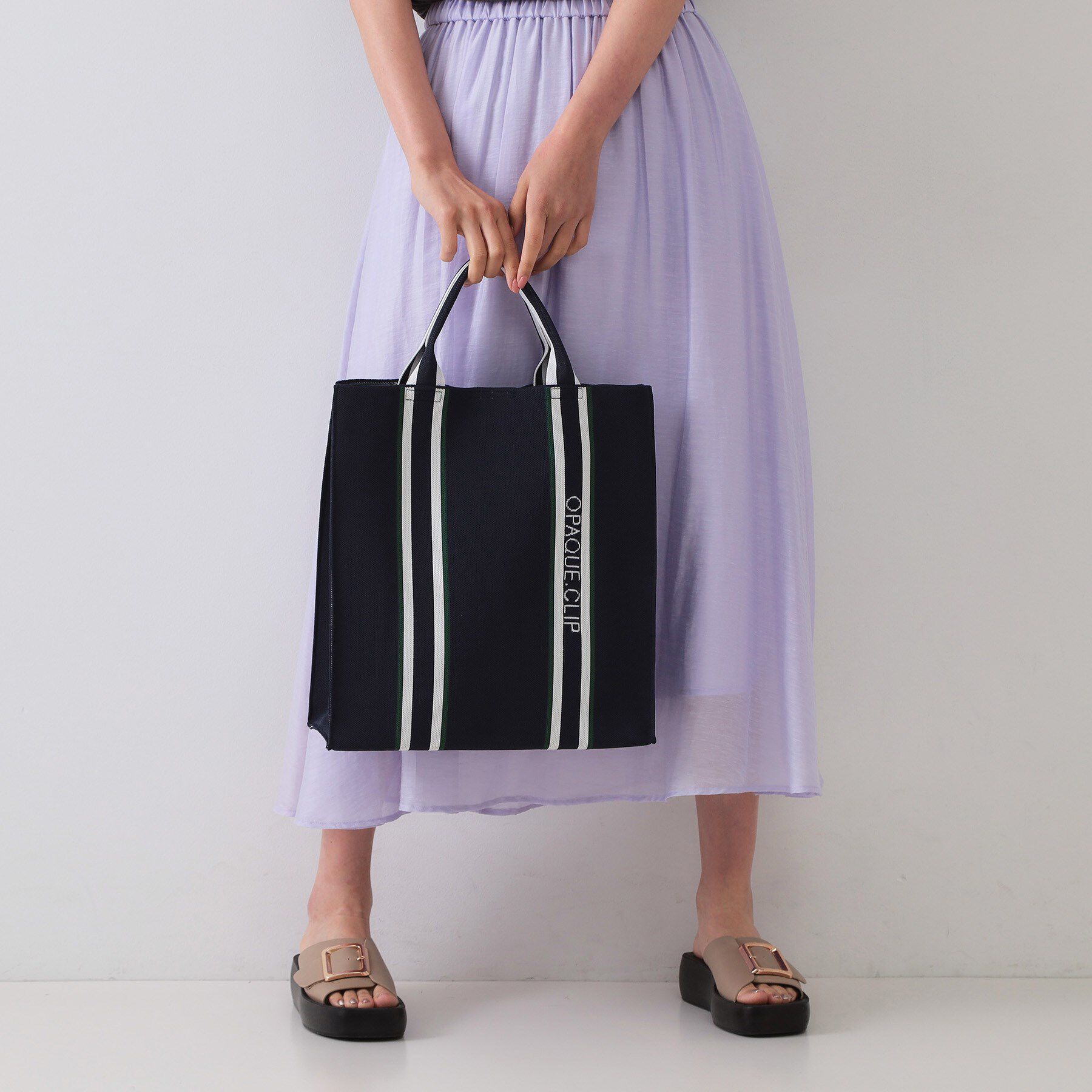 OPAQUE.CLIP「【2WAY/A4サイズ対応】ラインハンドルスクエアニットトートバッグ」|トートバッグ|