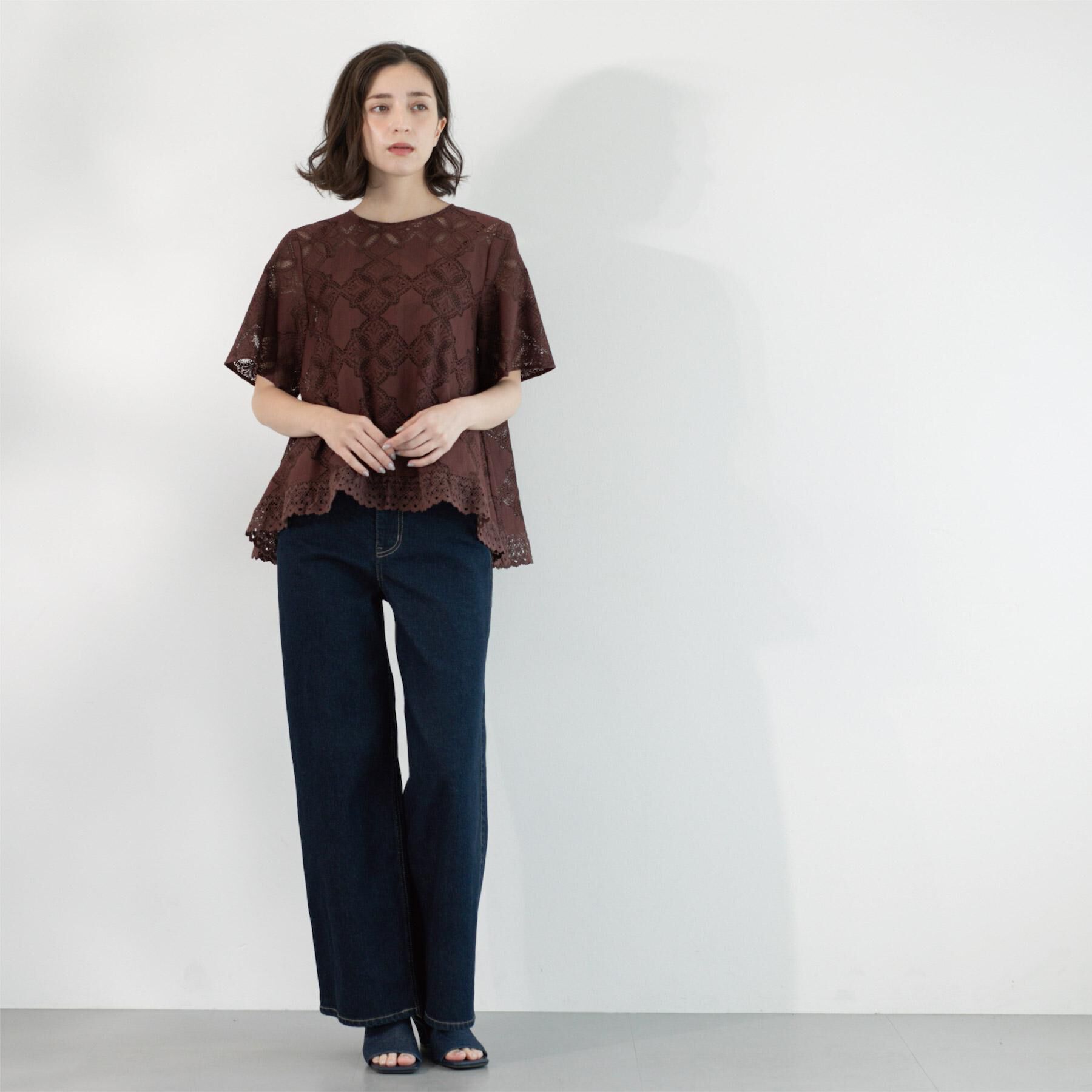 OPAQUE.CLIP「レースフレアブラウス【洗濯機洗い可】」|シャツ・ブラウス|