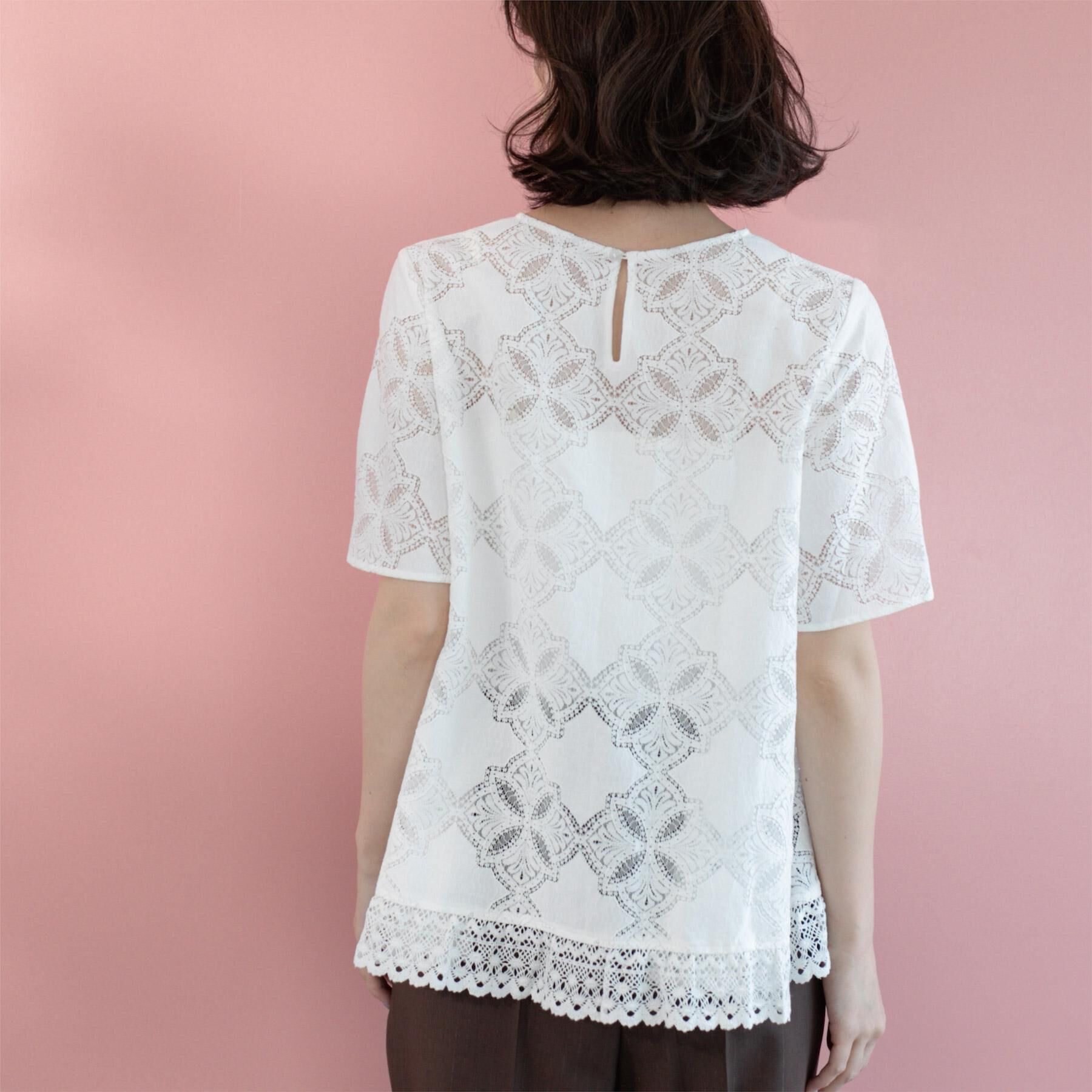 OPAQUE.CLIP「レースフレアブラウス【洗濯機洗い可】」|シャツ・ブラウス|