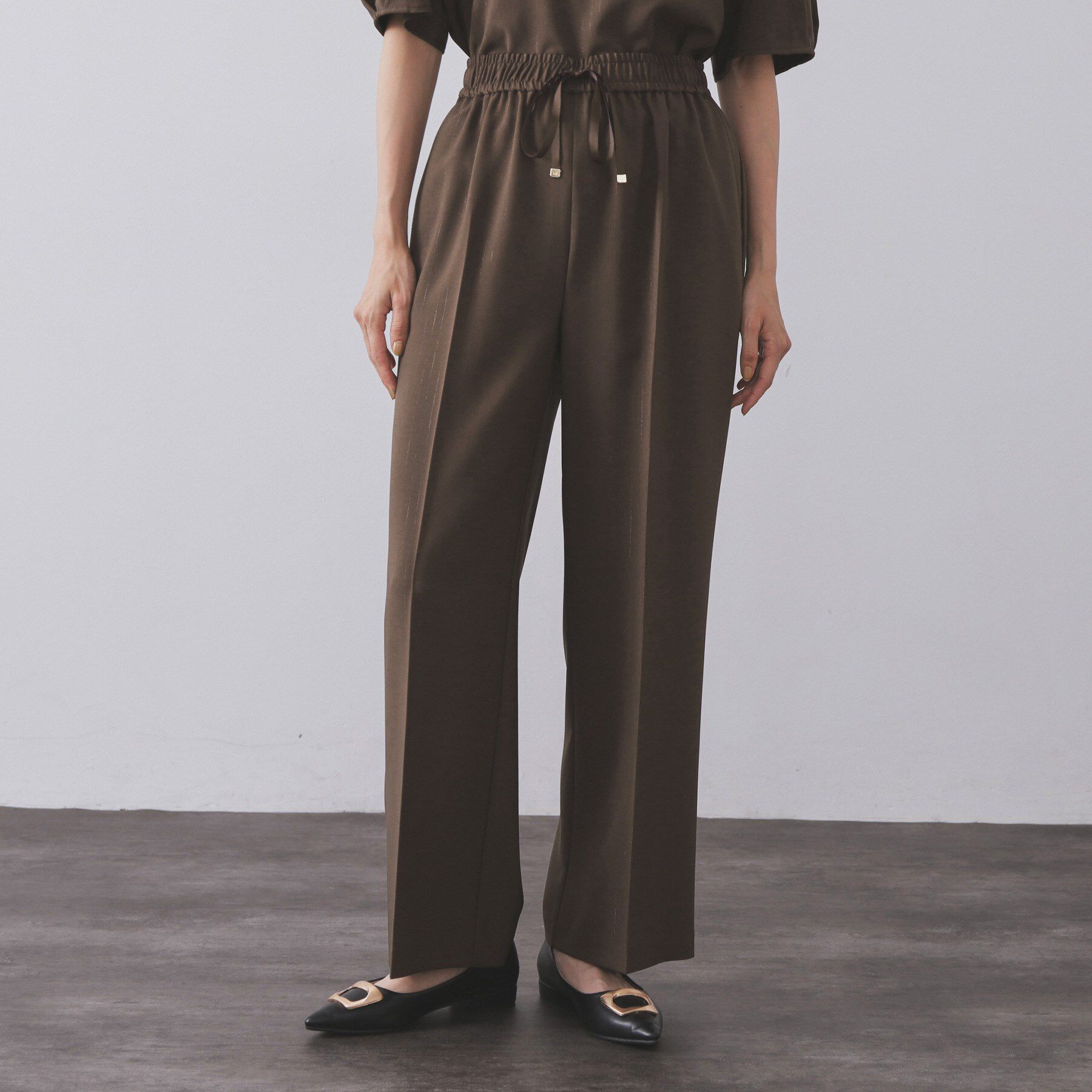 OPAQUE.CLIP「ラメストライプイージーワイドパンツ/セットアップ可【洗濯機洗い可/防シワ/吸水速乾】」|その他|