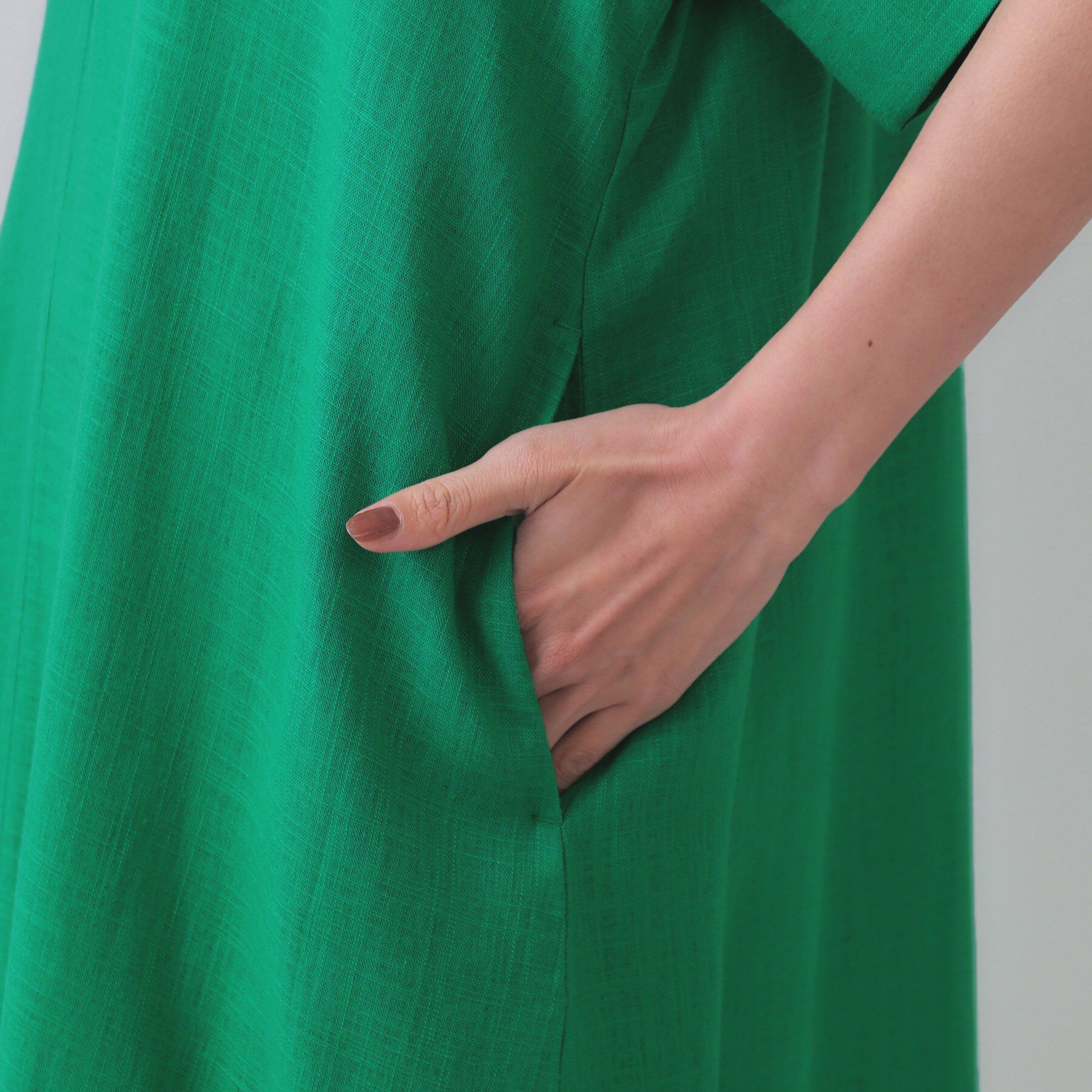 OPAQUE.CLIP「レーヨン麻キーネックワンピース【洗える】」|ワンピース|