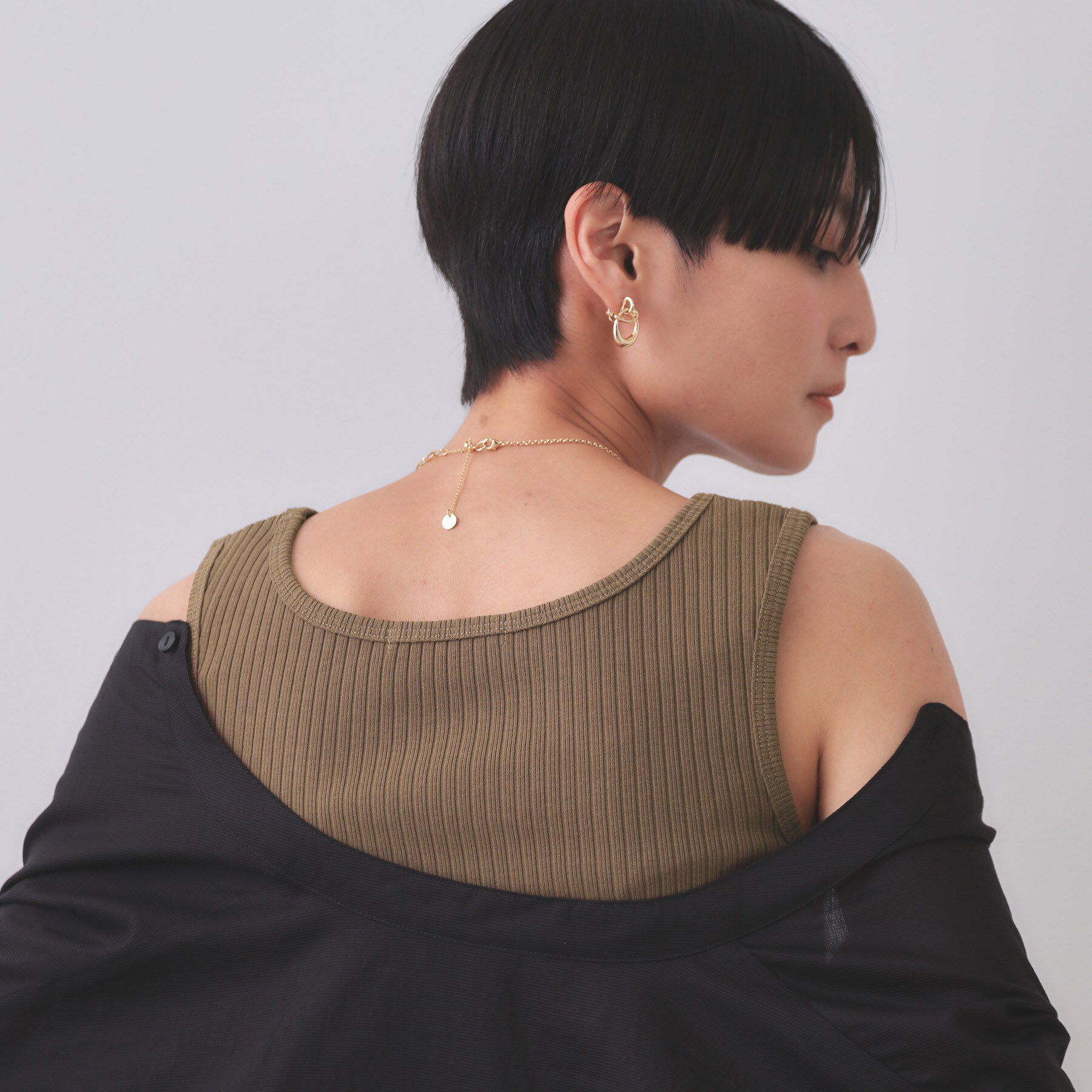 OPAQUE.CLIP「ベーシックテレコタンクトップ【洗濯機洗い可】」|キャミソール|