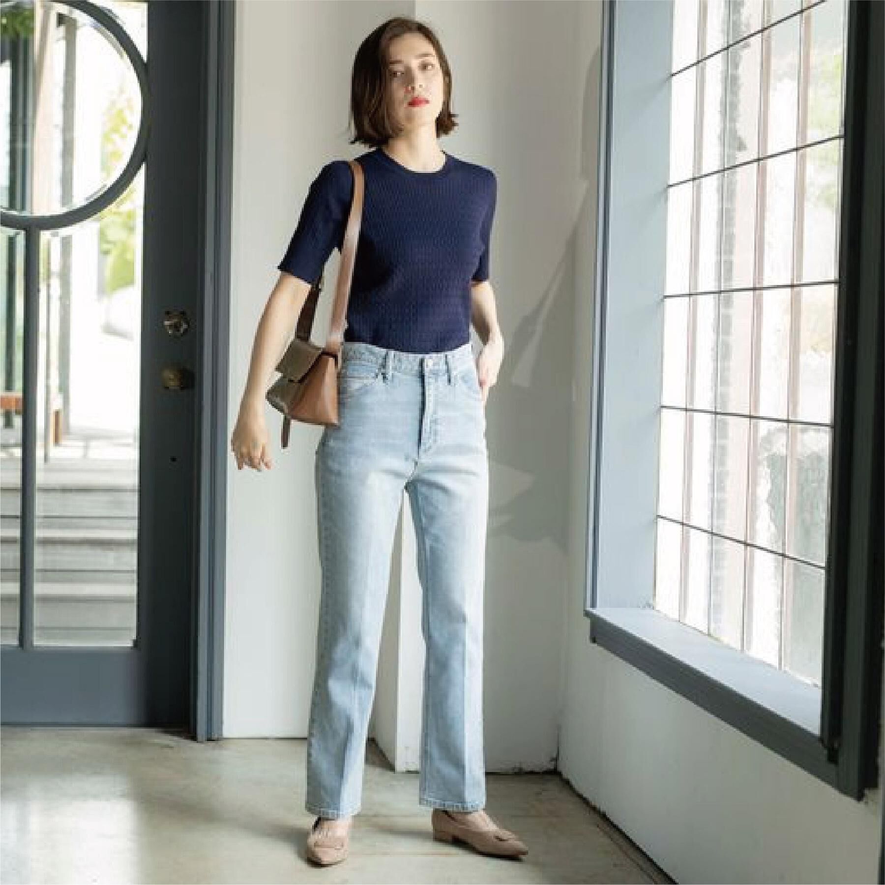 OPAQUE.CLIP「ストレッチセミフレアデニム【洗濯機洗い可】《SS～LL》」|デニム|