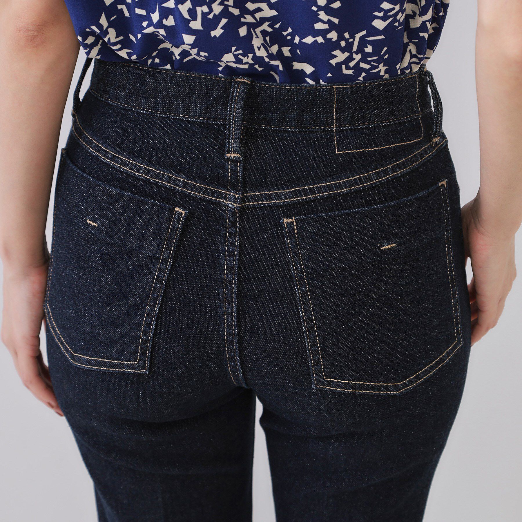 OPAQUE.CLIP「ストレッチセミフレアデニム【洗濯機洗い可】《SS～LL》」|デニム|