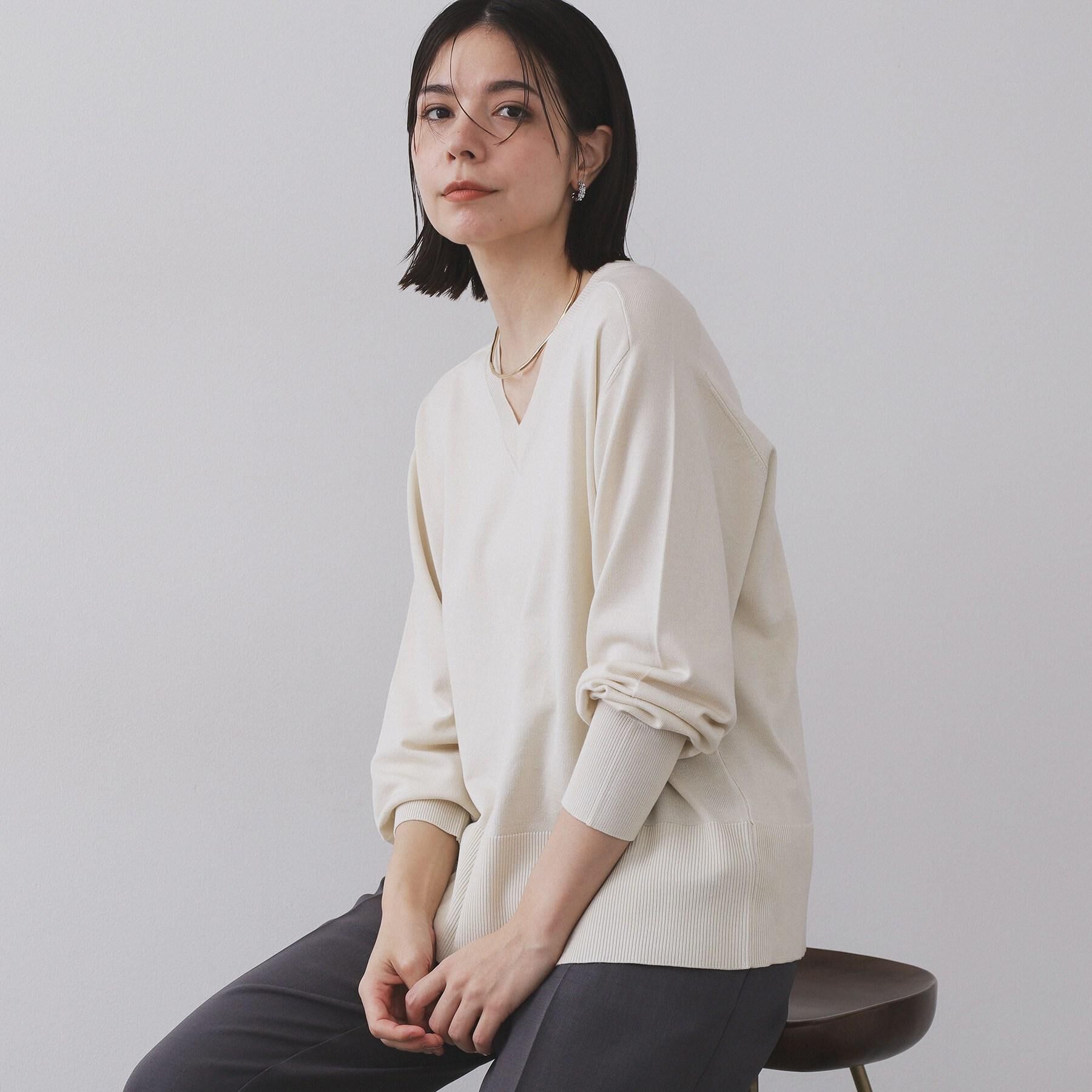 OPAQUE.CLIP「リラクシーVネックニット【洗濯機洗OK】《6col》」|ニット・セーター|