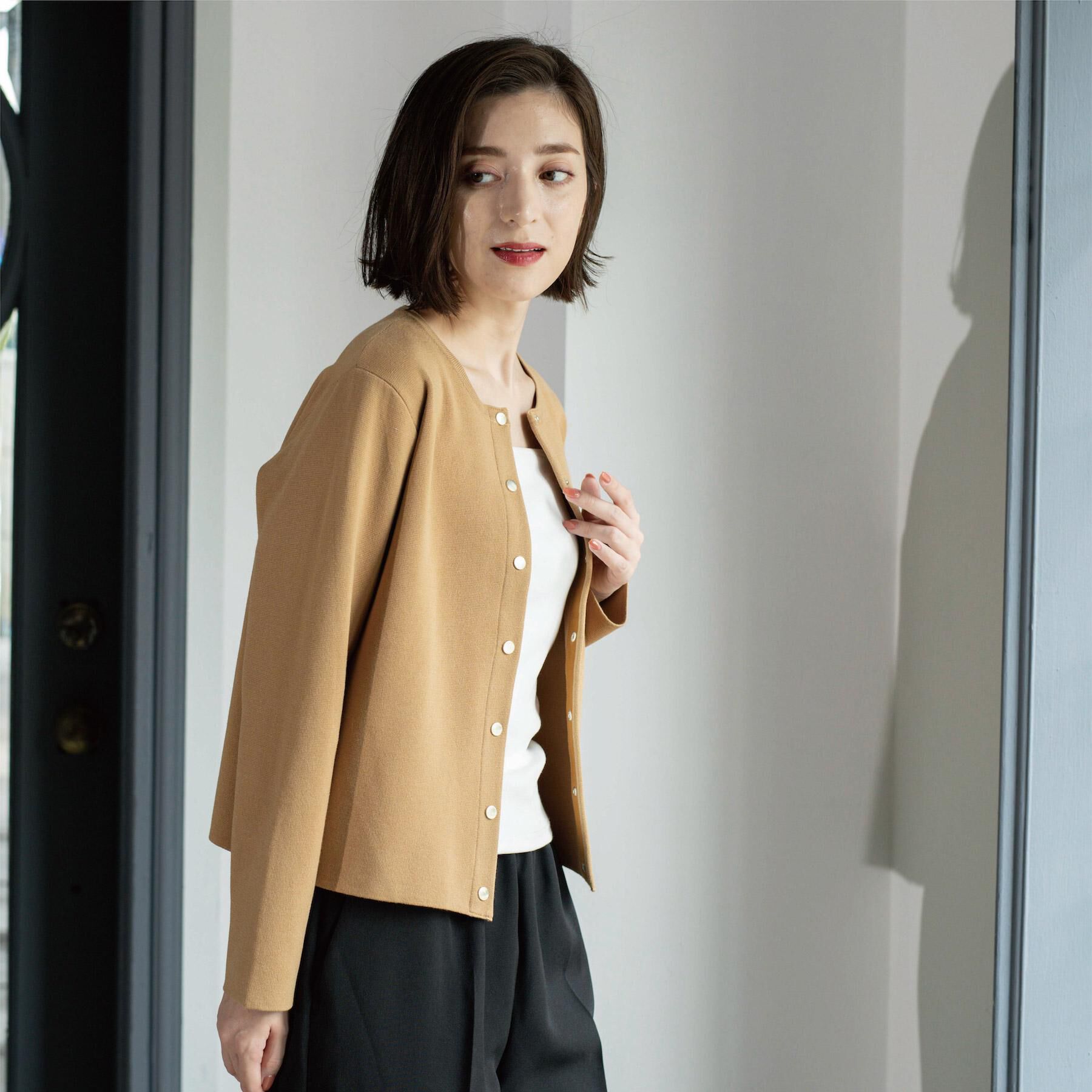 OPAQUE.CLIP「スナップボタンニットカーディガン【UVケア/洗濯機OK】《6col/S～LL》」|カーディガン|