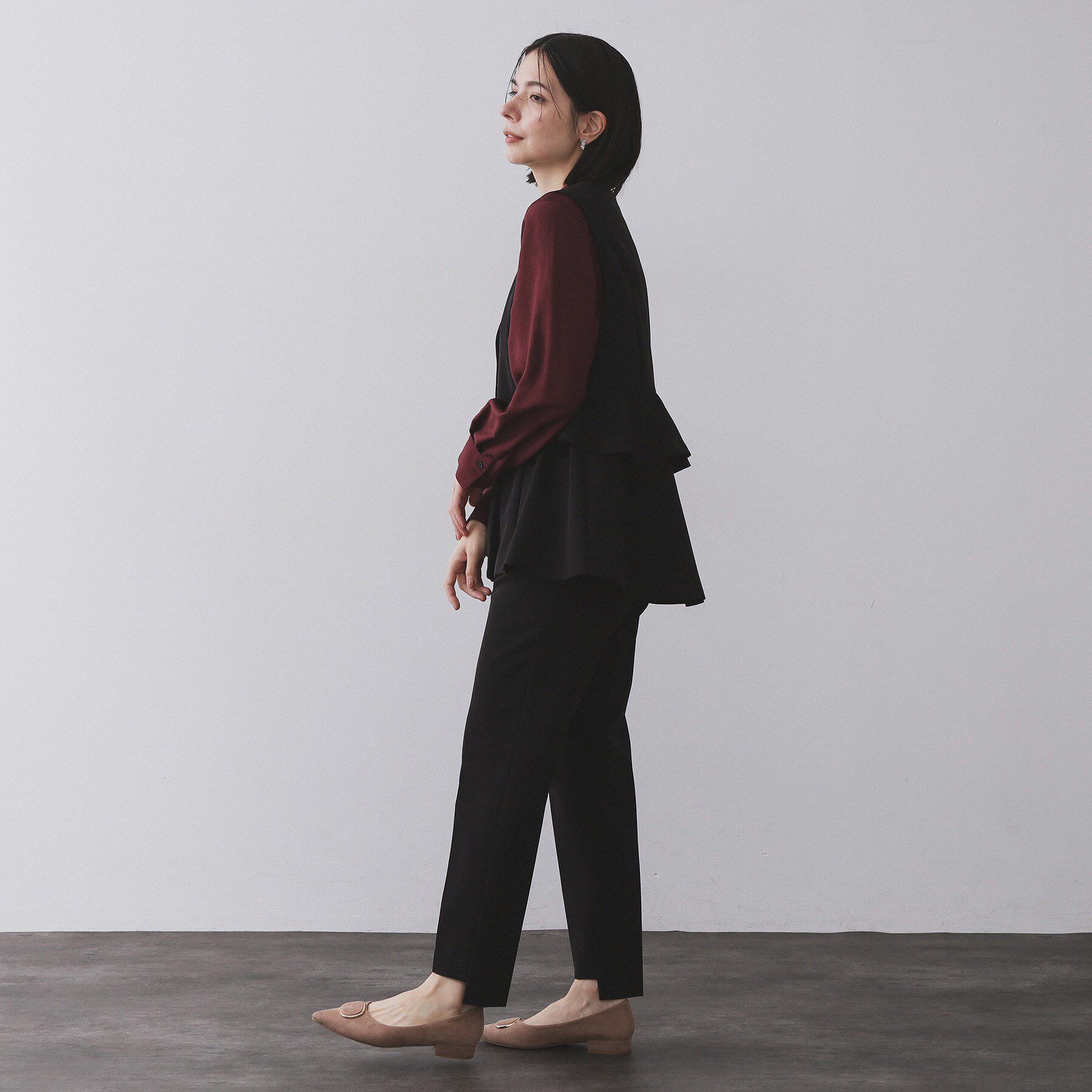 OPAQUE.CLIP「フリルペプラムジレ/セットアップ対応可【洗濯機洗い可】」|ベスト・ジレ|