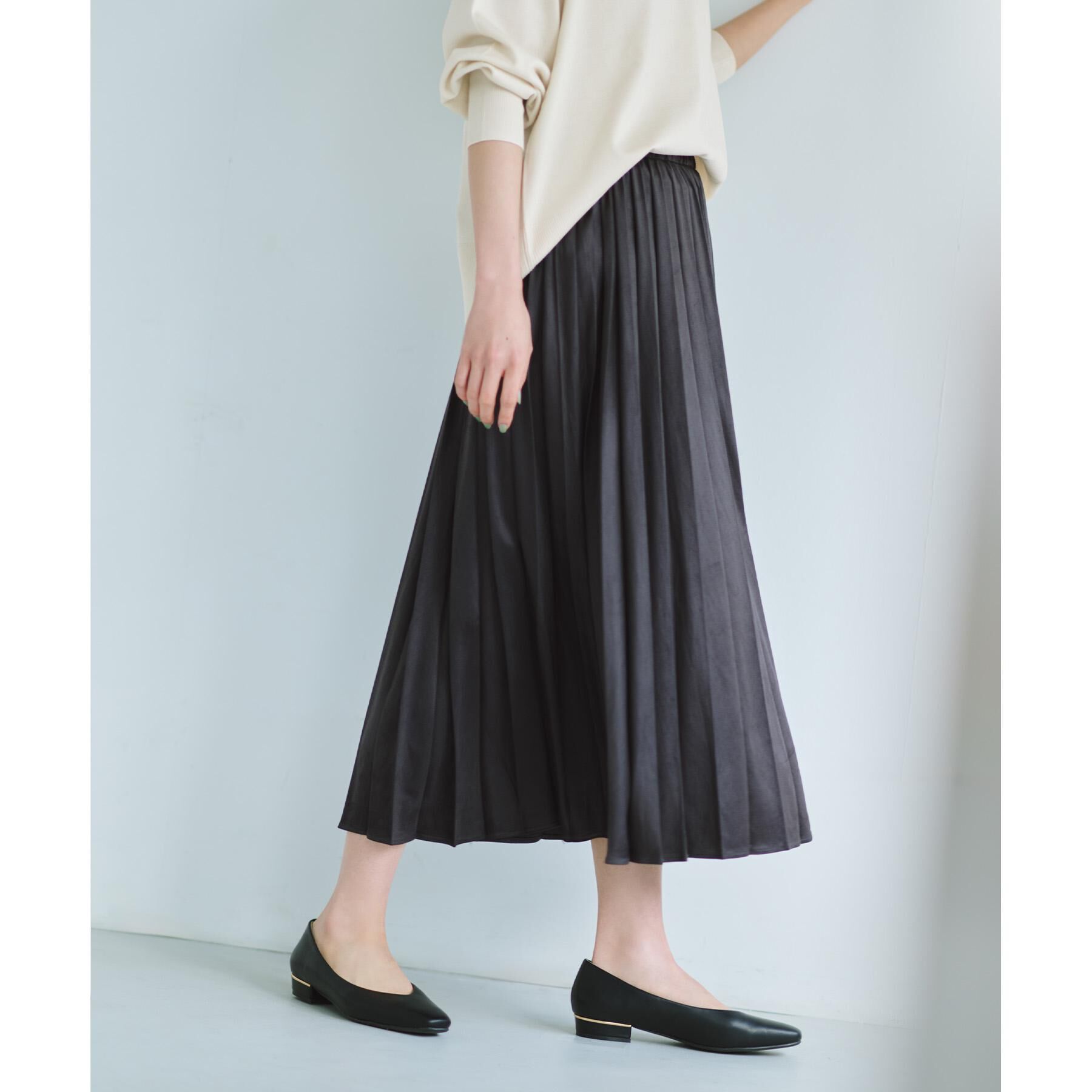 OPAQUE.CLIP「フェイクスウェードプリーツスカート【静電気防止加工/洗濯機OK】」|スカート|